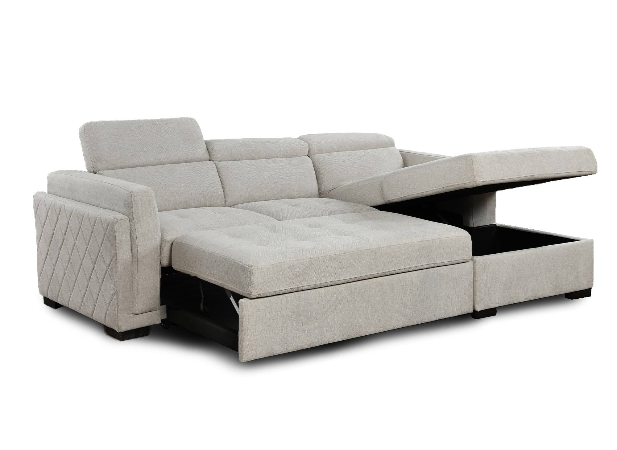 CHANDLER Ecksofa aus beigefarbenem Stoff – rechtwinklig