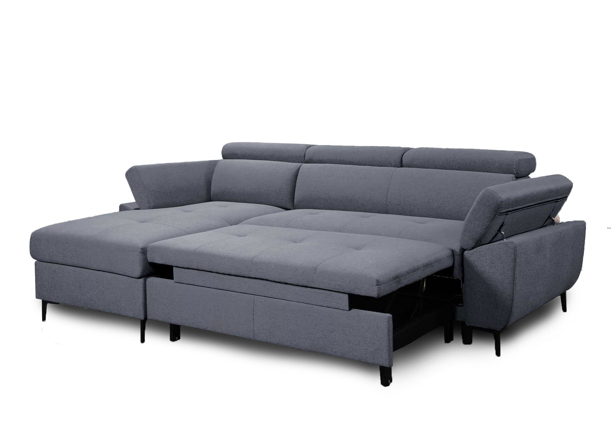 MONICA Ecksofa aus dunkelgrauem Stoff – Linke Ecke