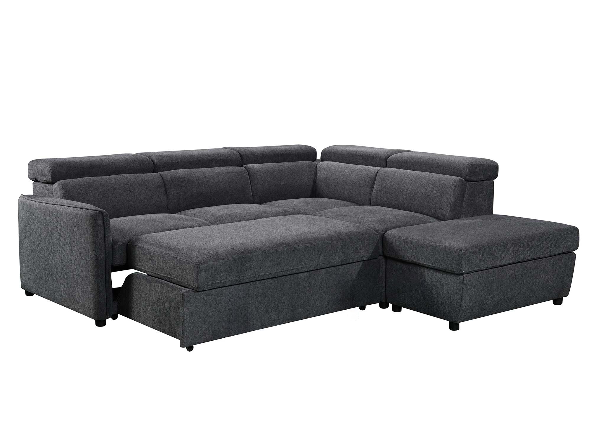 NAIROBI Ecksofa aus grauem Stoff – rechtwinklig