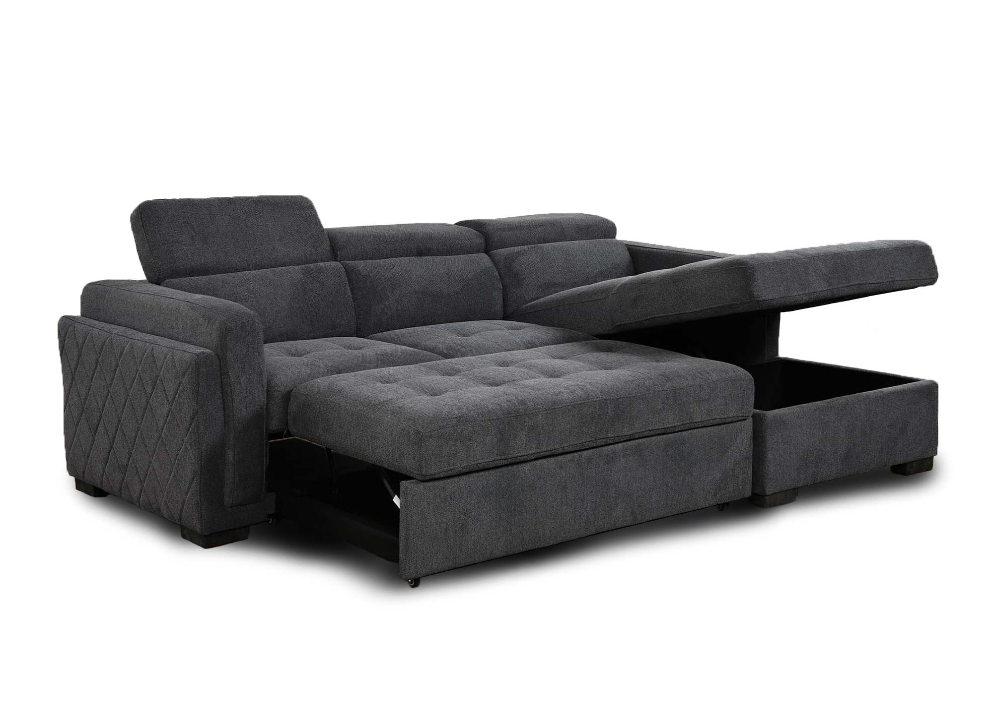 CHANDLER Ecksofa, Stoff, Dunkelgrau, rechtwinklig