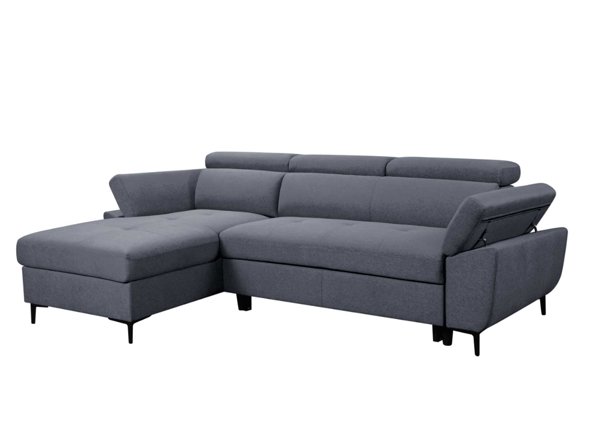 MONICA Ecksofa aus dunkelgrauem Stoff – Linke Ecke