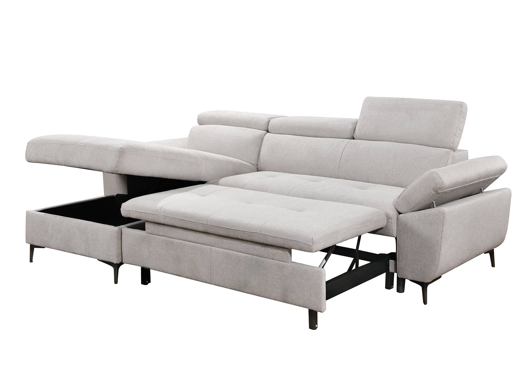 MONICA Ecksofa aus beigefarbenem Stoff – Linke Ecke