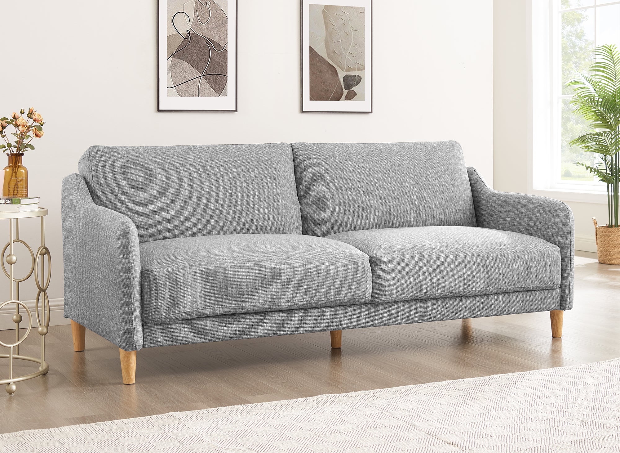 MARLON 3-Sitzer-Schlafsofa in hellgrauem Stoff