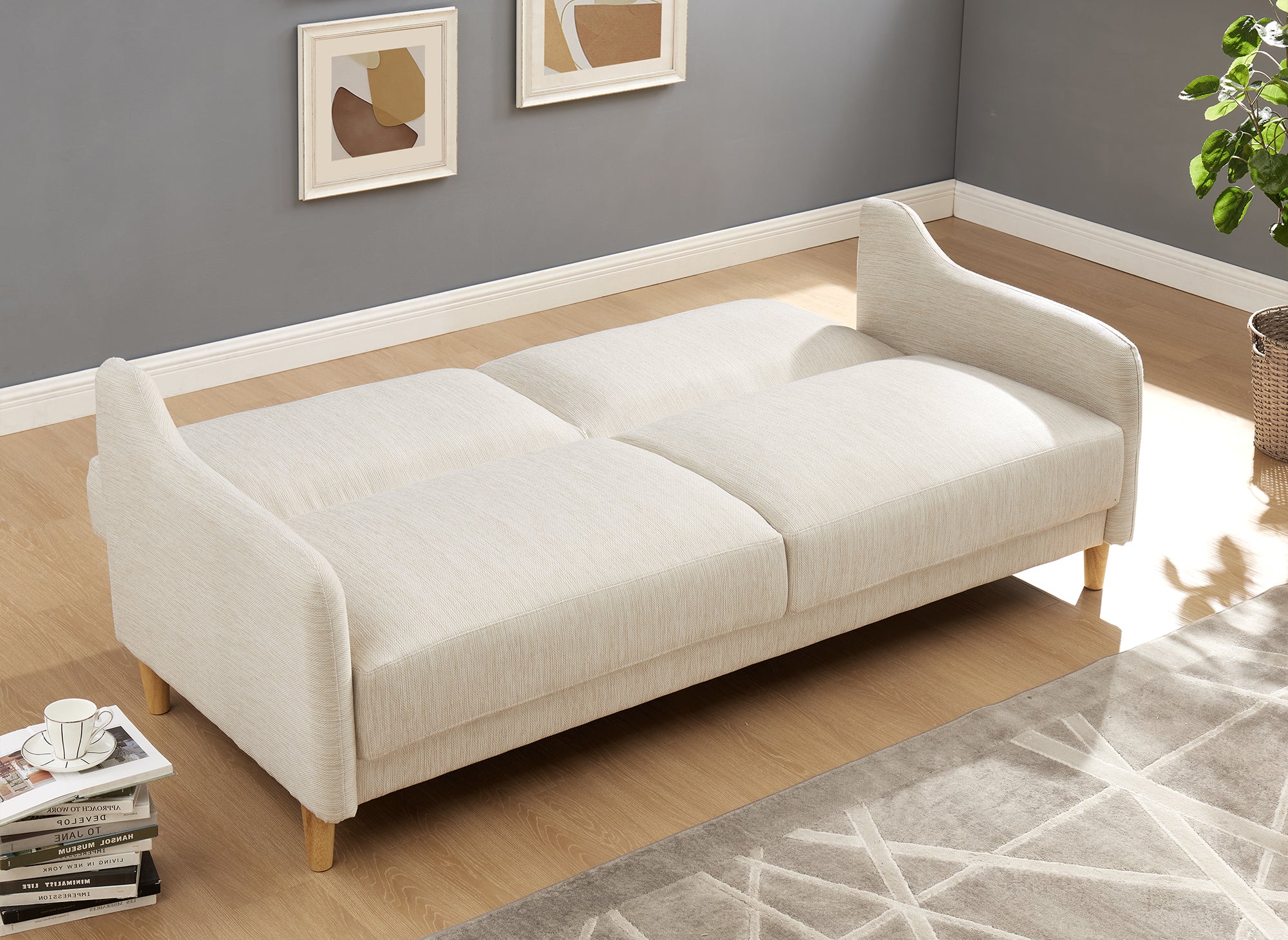 MARLON 3-Sitzer-Schlafsofa aus beigefarbenem Stoff