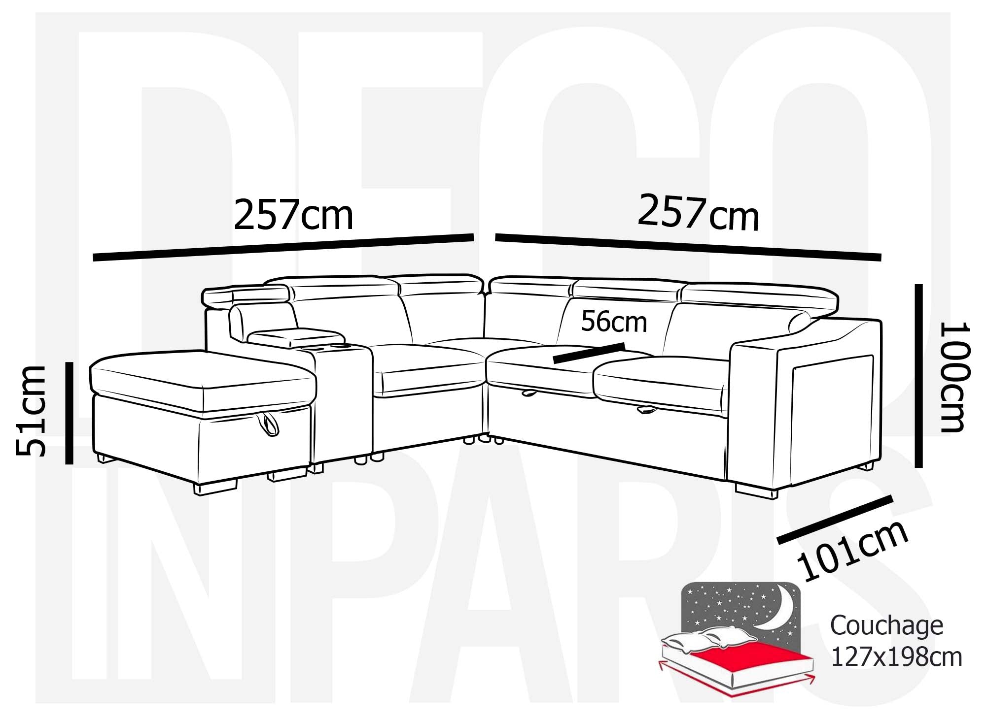 DEREK XL Ecksofa aus dunkelgrauem Stoff – Linke Ecke