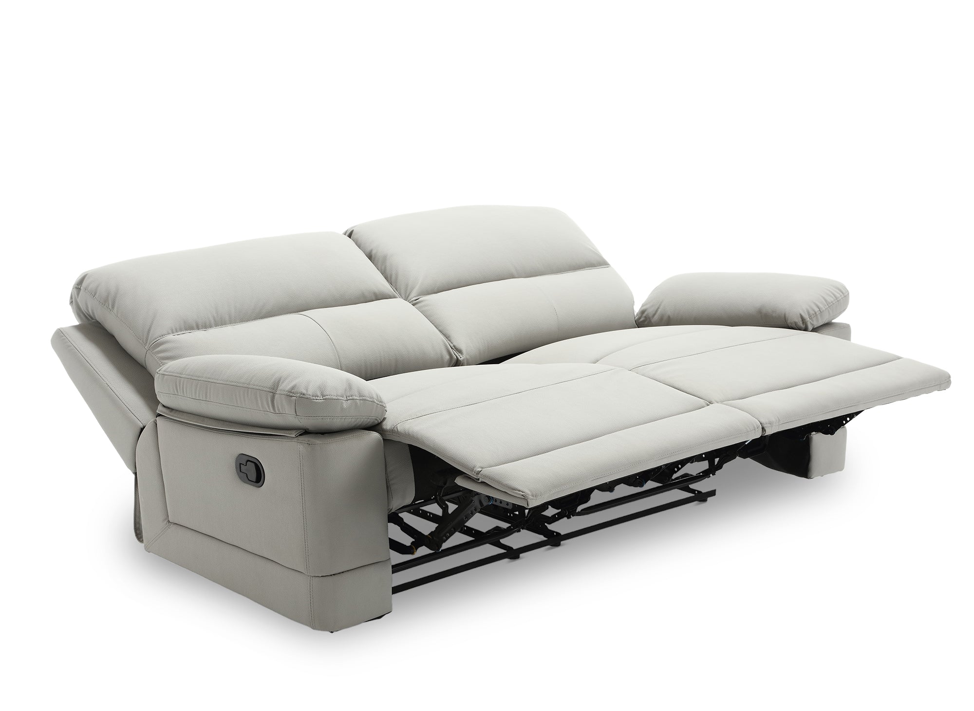 3-Sitzer-Relaxsofa mit manueller Bedienung in hellgrauem Kunstleder DANY