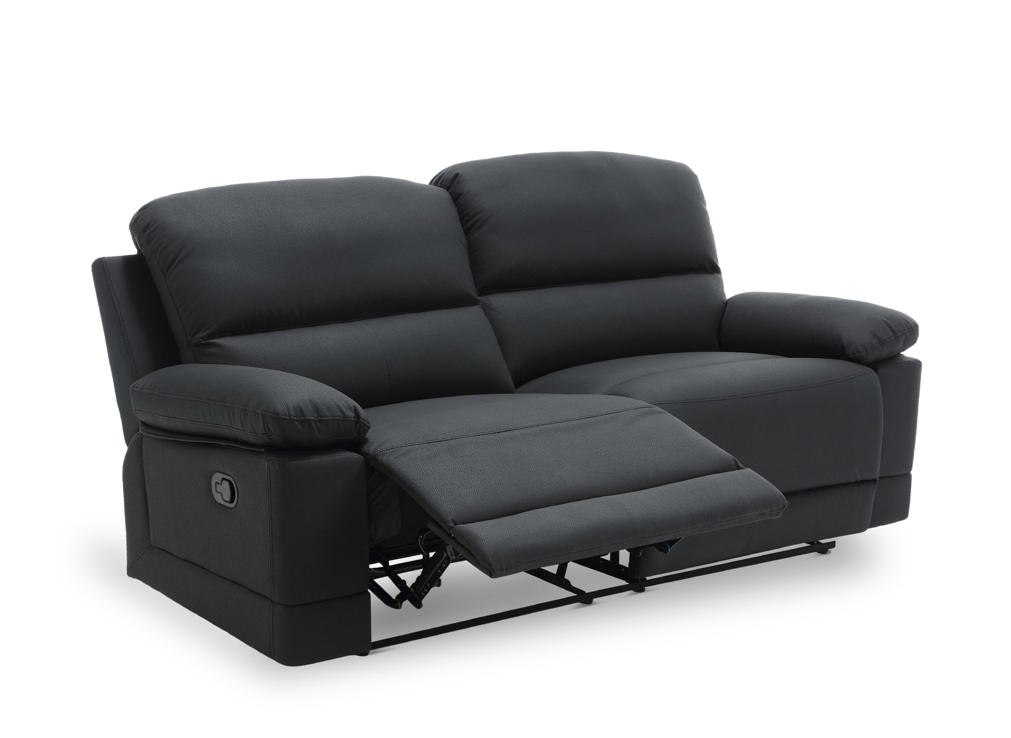 DANY 3-Sitzer-Relaxsofa mit manueller Steuerung aus schwarzem Kunstleder