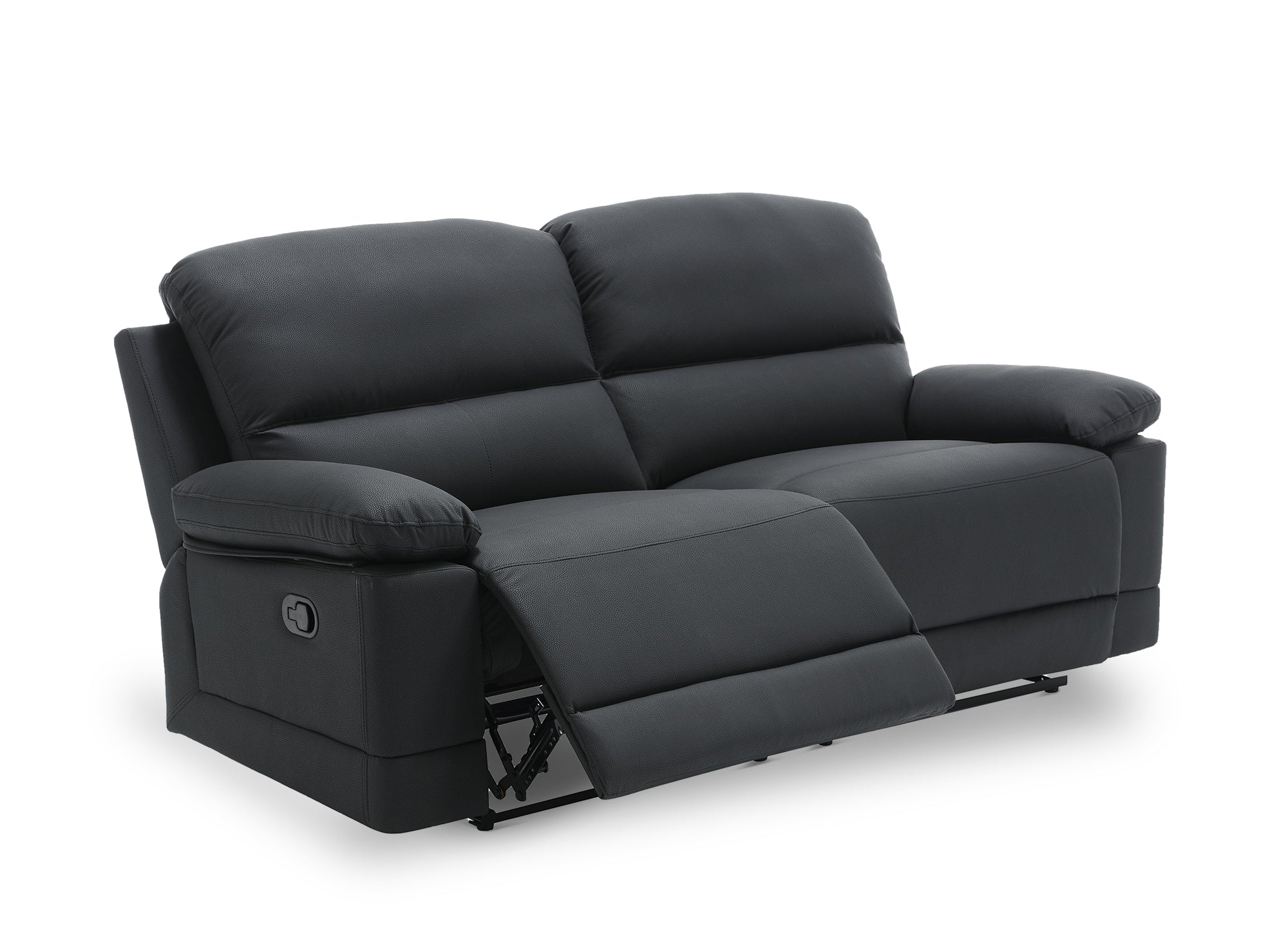 DANY 3-Sitzer-Relaxsofa mit manueller Steuerung aus schwarzem Kunstleder