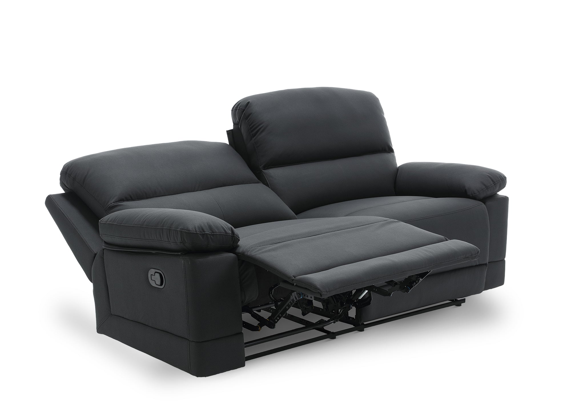 DANY 3-Sitzer-Relaxsofa mit manueller Steuerung aus schwarzem Kunstleder