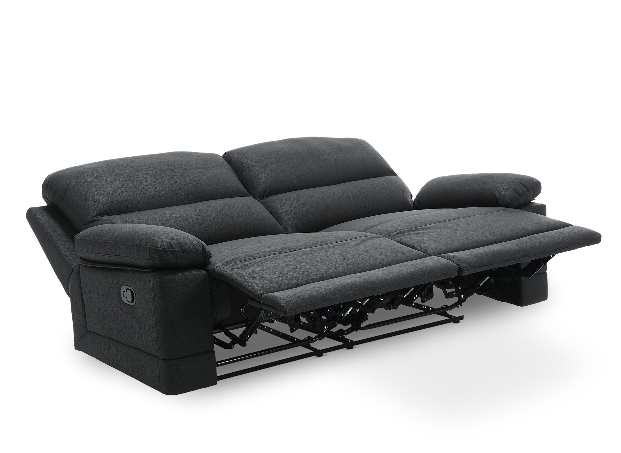 DANY 3-Sitzer-Relaxsofa mit manueller Steuerung aus schwarzem Kunstleder
