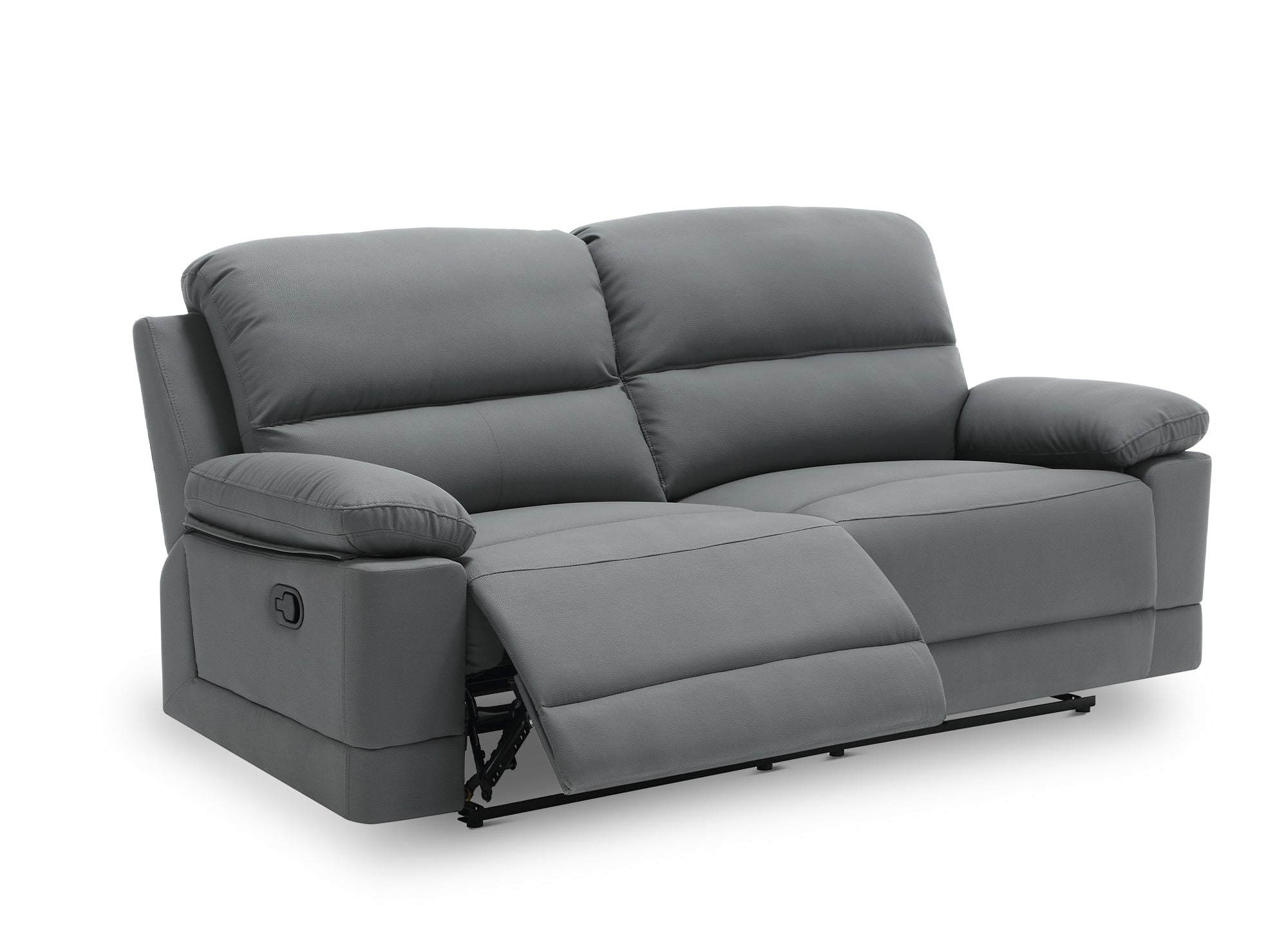 DANY 3-Sitzer-Relaxsofa mit manueller Steuerung aus dunkelgrauem Kunstleder