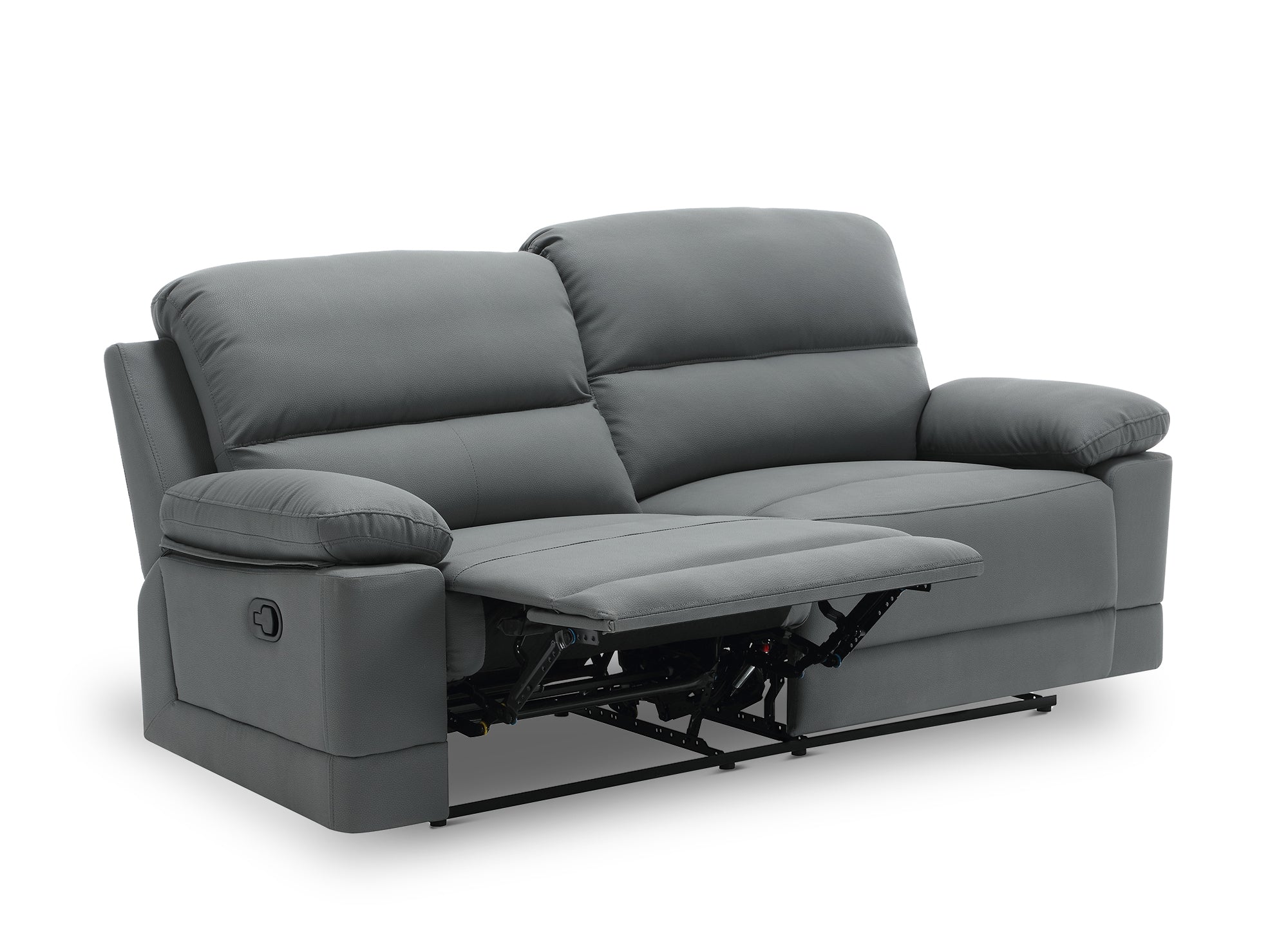 DANY 3-Sitzer-Relaxsofa mit manueller Steuerung aus dunkelgrauem Kunstleder