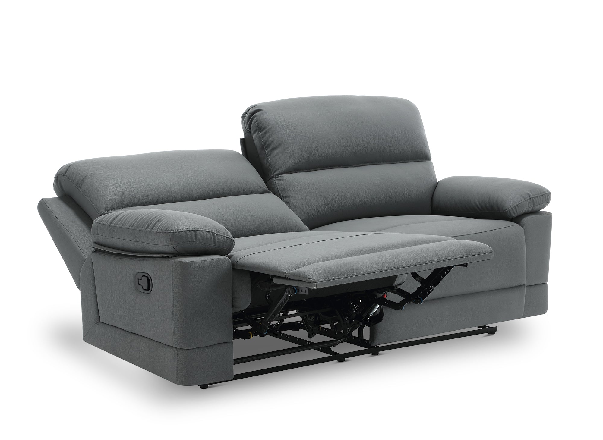 DANY 3-Sitzer-Relaxsofa mit manueller Steuerung aus dunkelgrauem Kunstleder