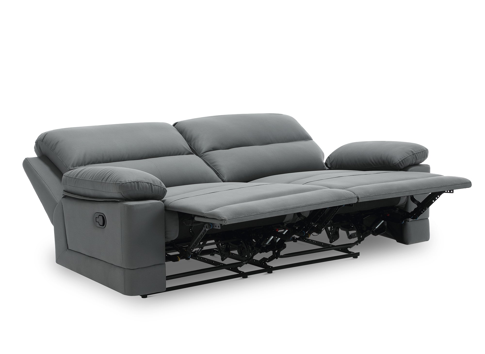 DANY 3-Sitzer-Relaxsofa mit manueller Steuerung aus dunkelgrauem Kunstleder