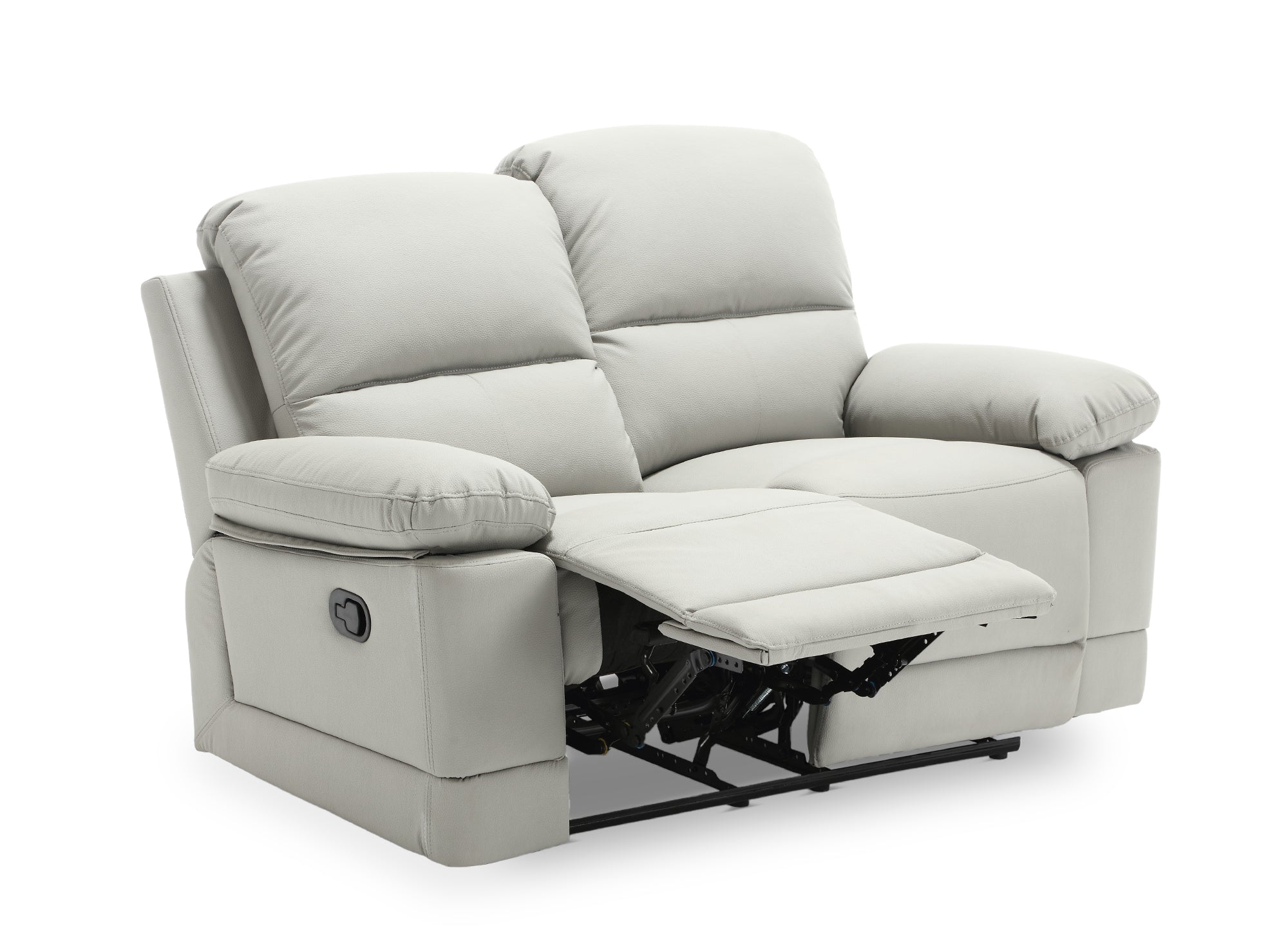 2-Sitzer-Relaxsofa mit manueller Bedienung in hellgrauem Kunstleder DANY