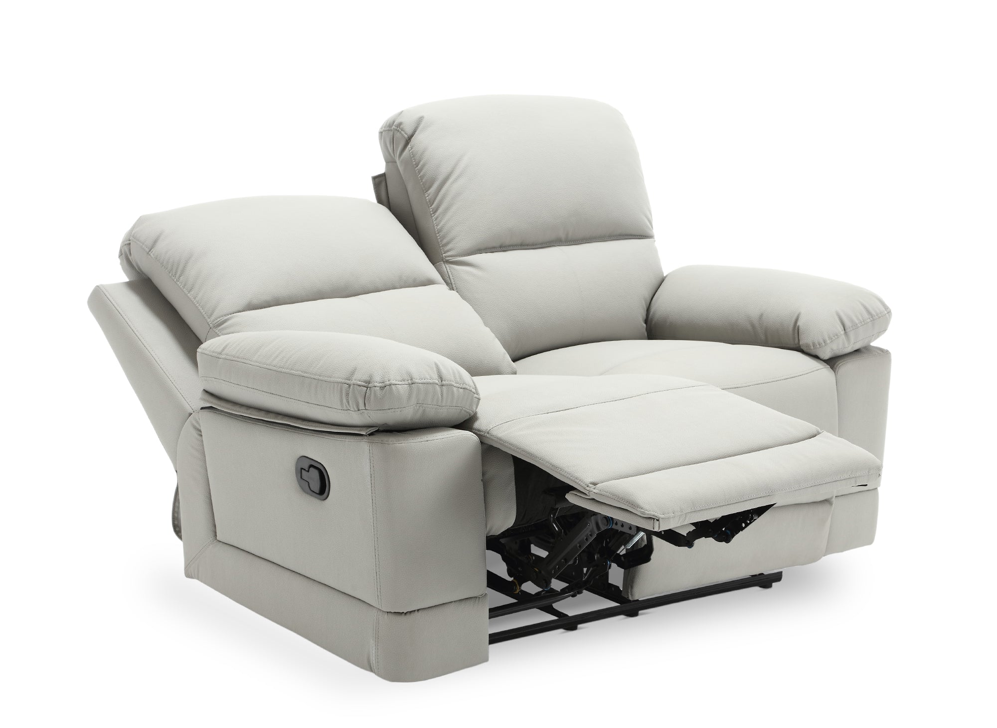 2-Sitzer-Relaxsofa mit manueller Bedienung in hellgrauem Kunstleder DANY