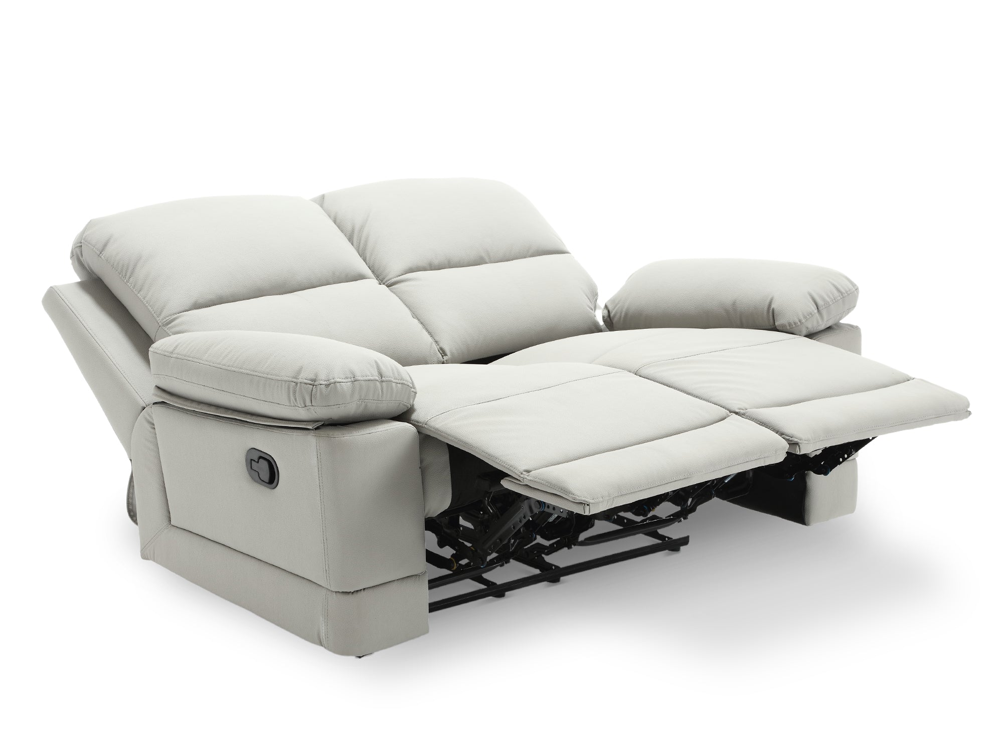 2-Sitzer-Relaxsofa mit manueller Bedienung in hellgrauem Kunstleder DANY