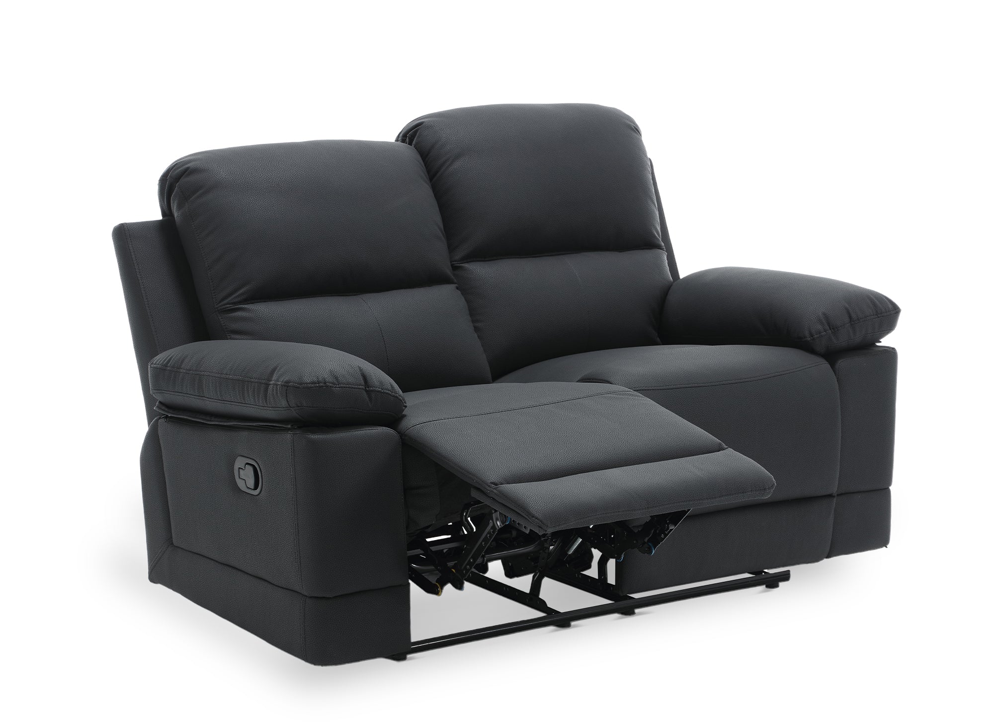 DANY 2-Sitzer-Relaxsofa mit manueller Steuerung aus schwarzem Kunstleder