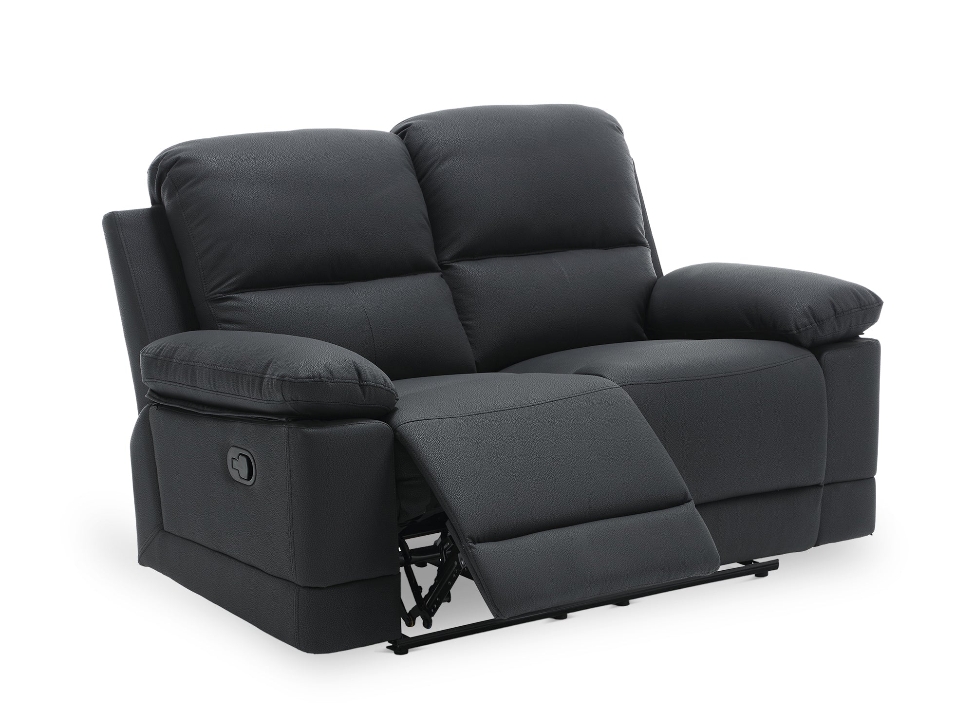 DANY 2-Sitzer-Relaxsofa mit manueller Steuerung aus schwarzem Kunstleder