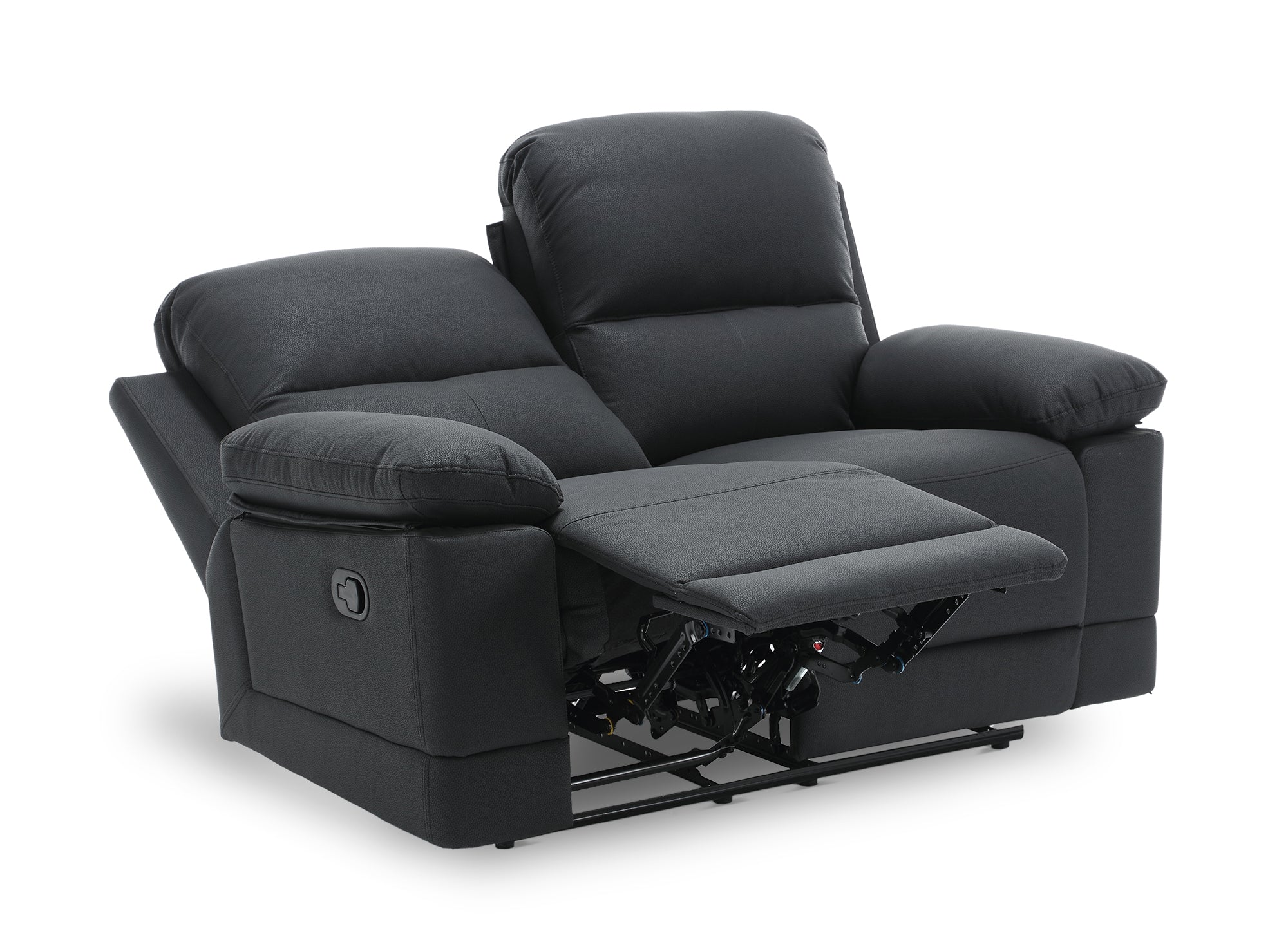 DANY 2-Sitzer-Relaxsofa mit manueller Steuerung aus schwarzem Kunstleder