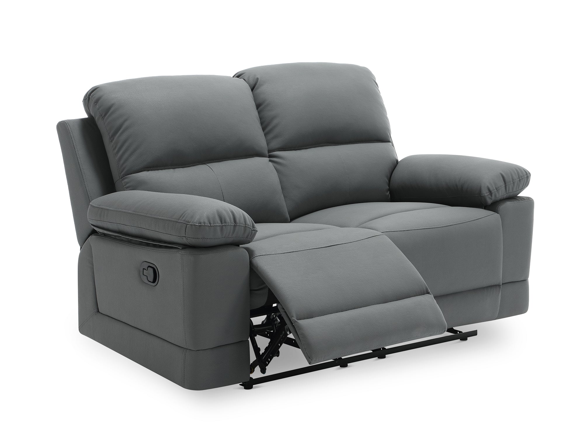 DANY 2-Sitzer-Relaxsofa mit manueller Steuerung aus dunkelgrauem Kunstleder
