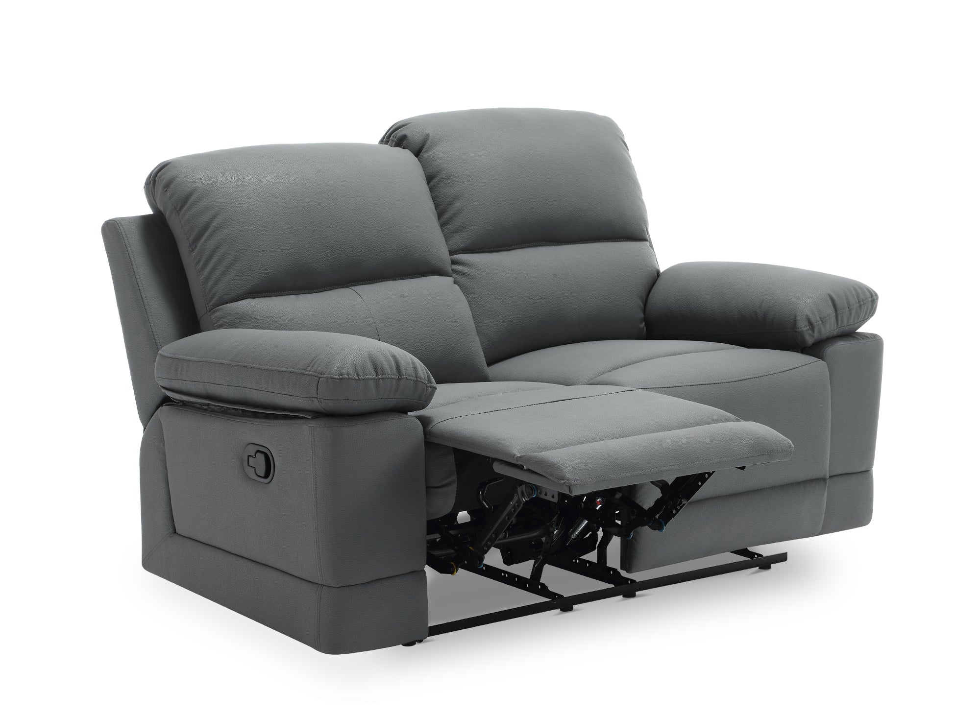 DANY 2-Sitzer-Relaxsofa mit manueller Steuerung aus dunkelgrauem Kunstleder