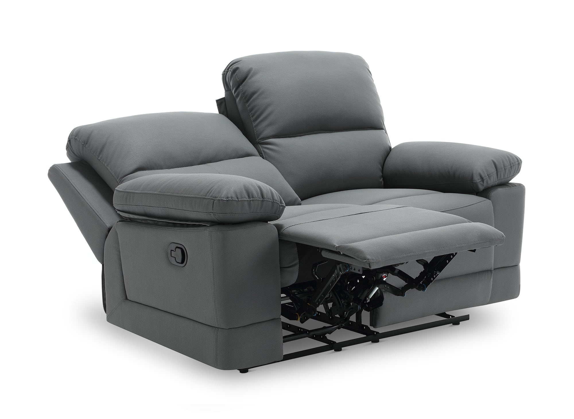 DANY 2-Sitzer-Relaxsofa mit manueller Steuerung aus dunkelgrauem Kunstleder