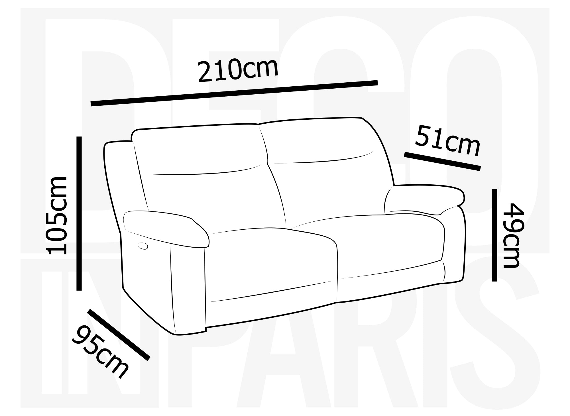 Elektrisches 3-Sitzer-Relaxsofa ERNEST aus grauem Leder
