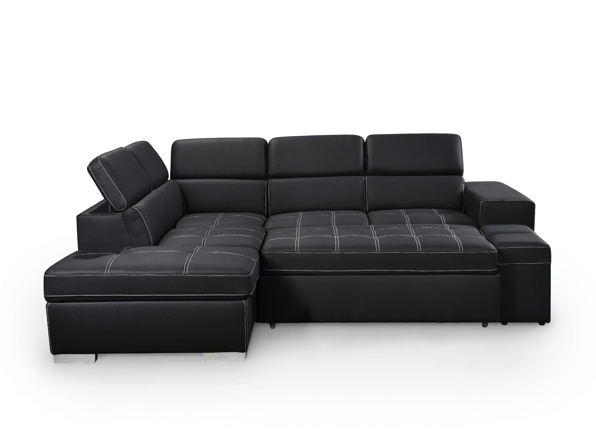 DAVON Ecksofa aus schwarzem Stoff, umwandelbar – linke Ecke
