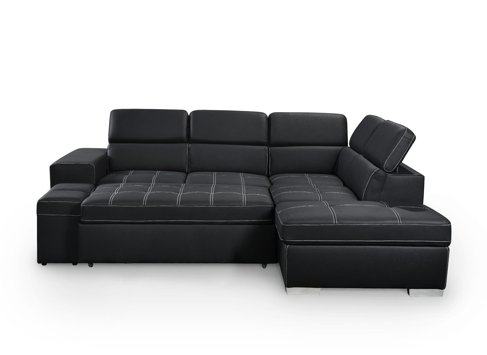 DAVON Ecksofa aus schwarzem Stoff, rechtwinklig