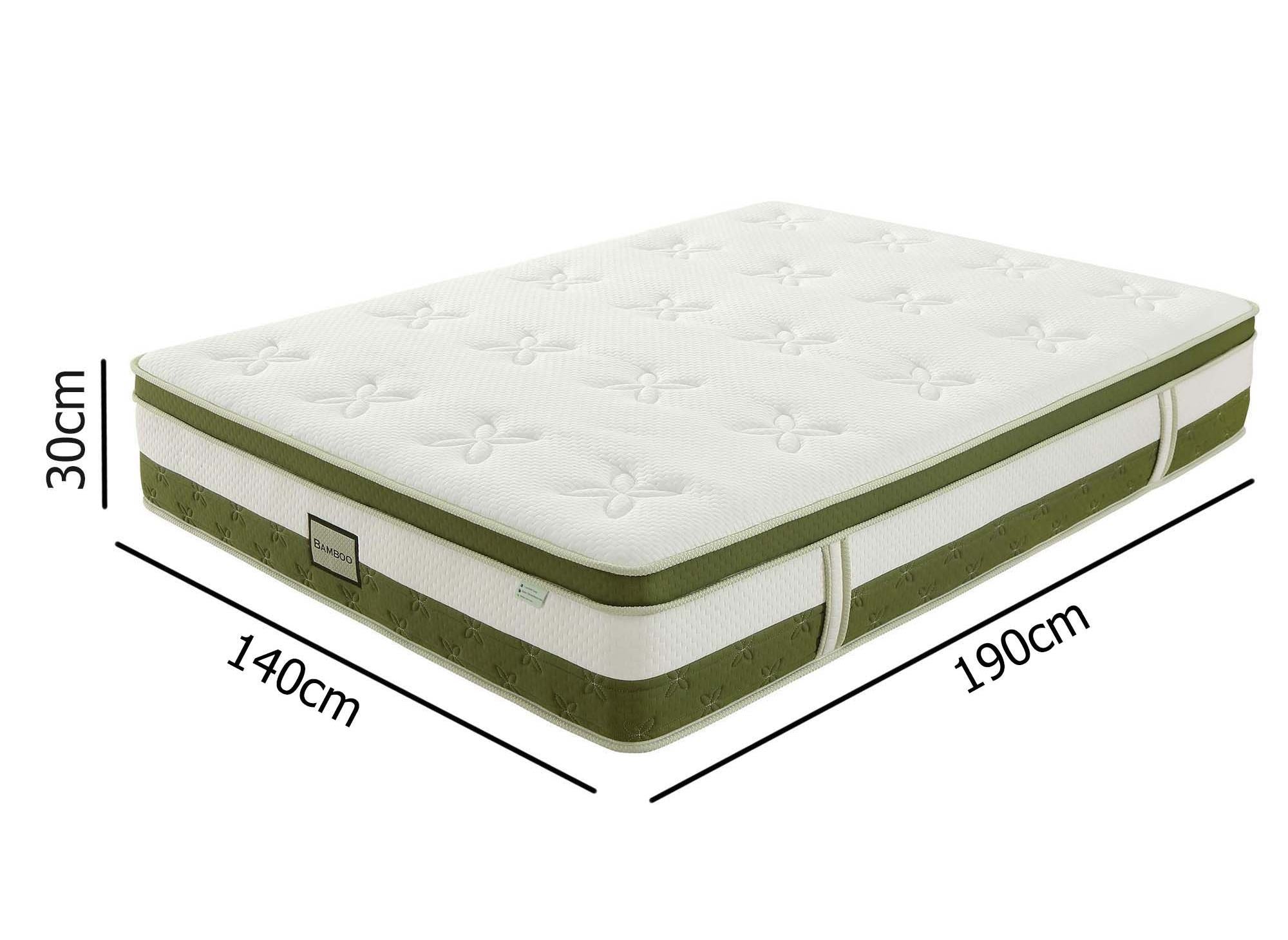 BAMBOO Hybridmatratze 140 x 190 cm Taschenfedern und Memory Foam, 30 cm dick