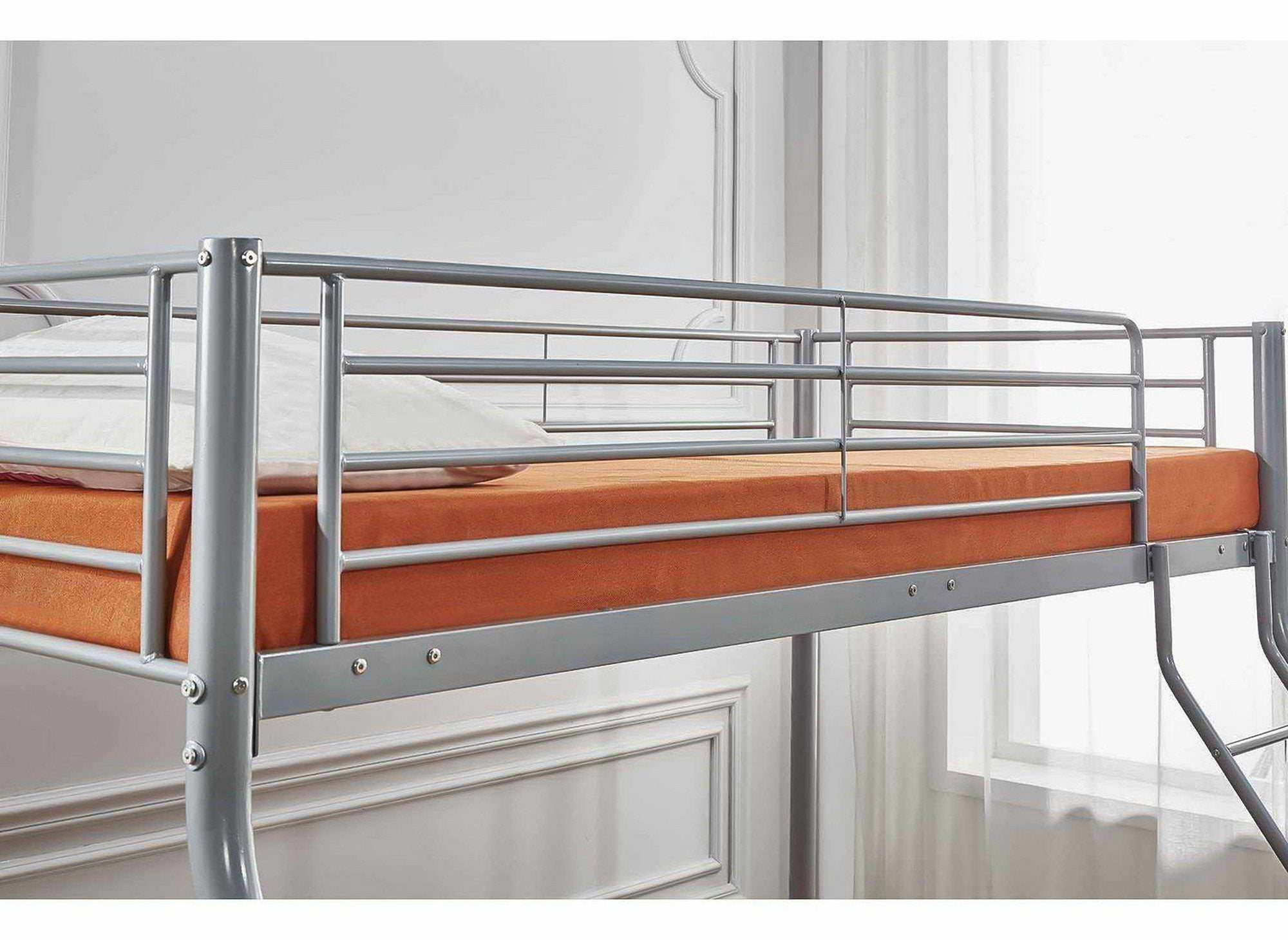 TRINITY 3-Sitzer-Etagenbett aus grauem Metall 90 x 190 cm und 140 x 190 cm