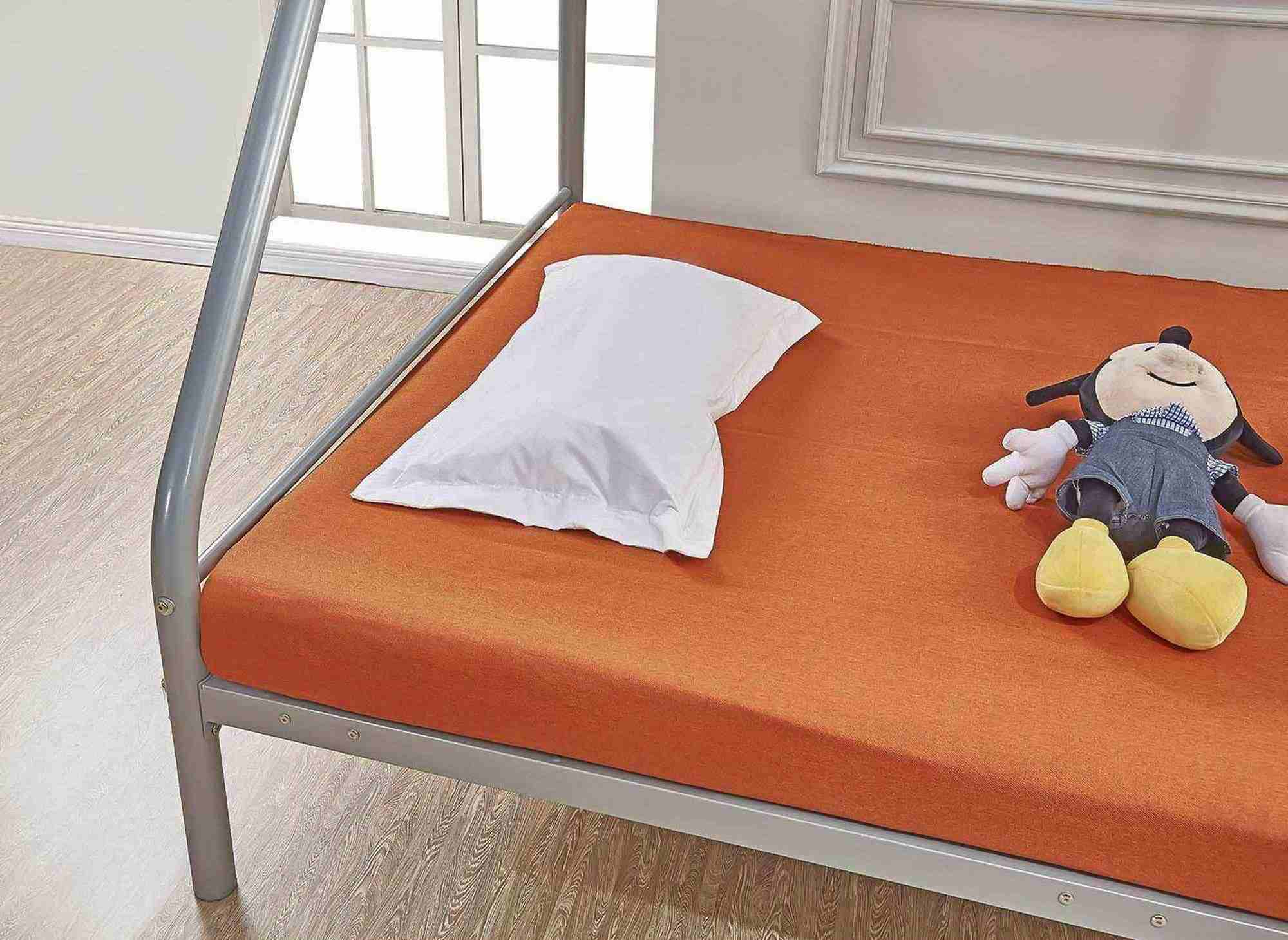 TRINITY 3-Sitzer-Etagenbett aus grauem Metall 90 x 190 cm und 140 x 190 cm