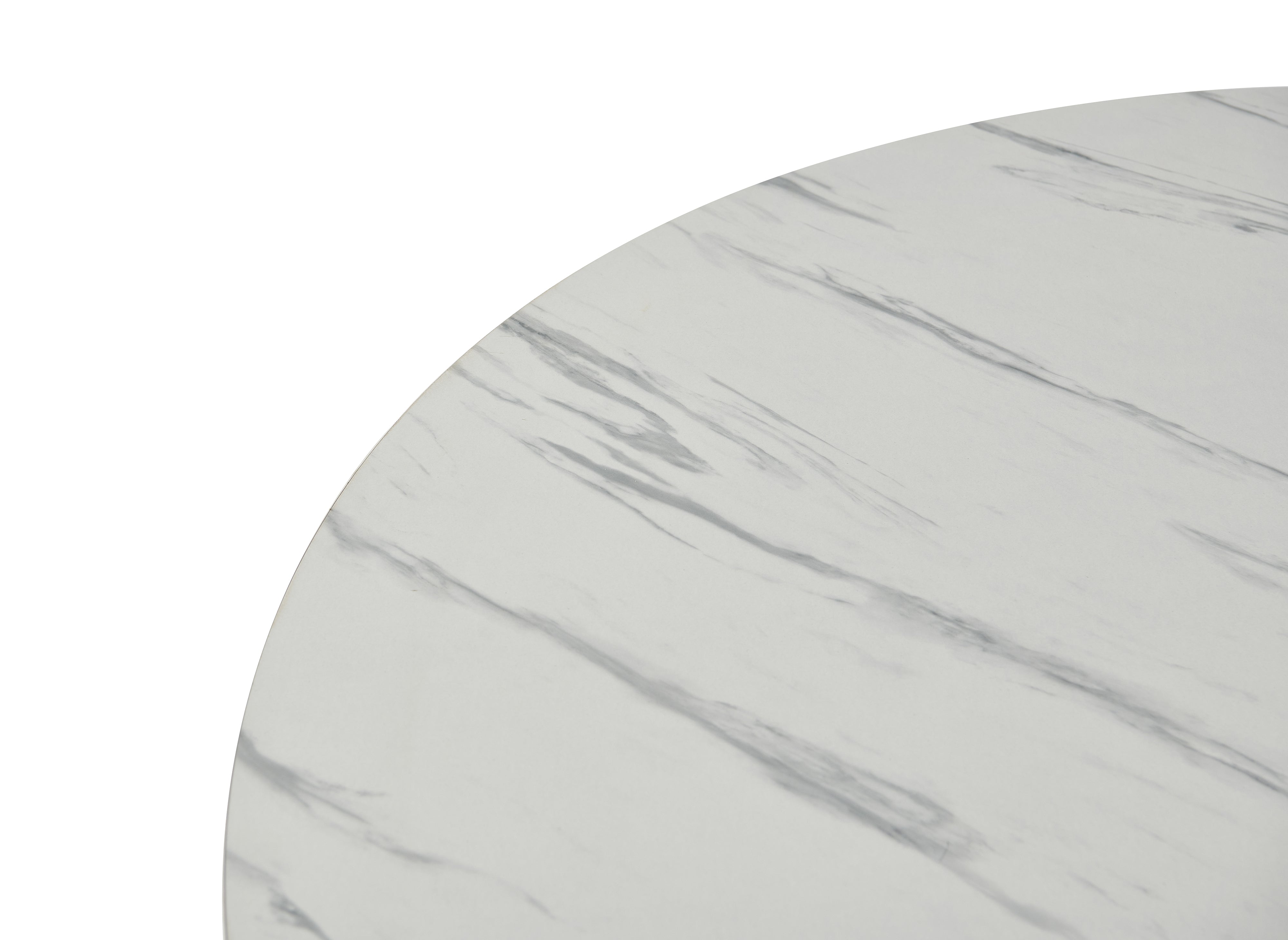 STELLA runder Esstisch mit weißem Marmoreffekt und schwarzen Metallbeinen