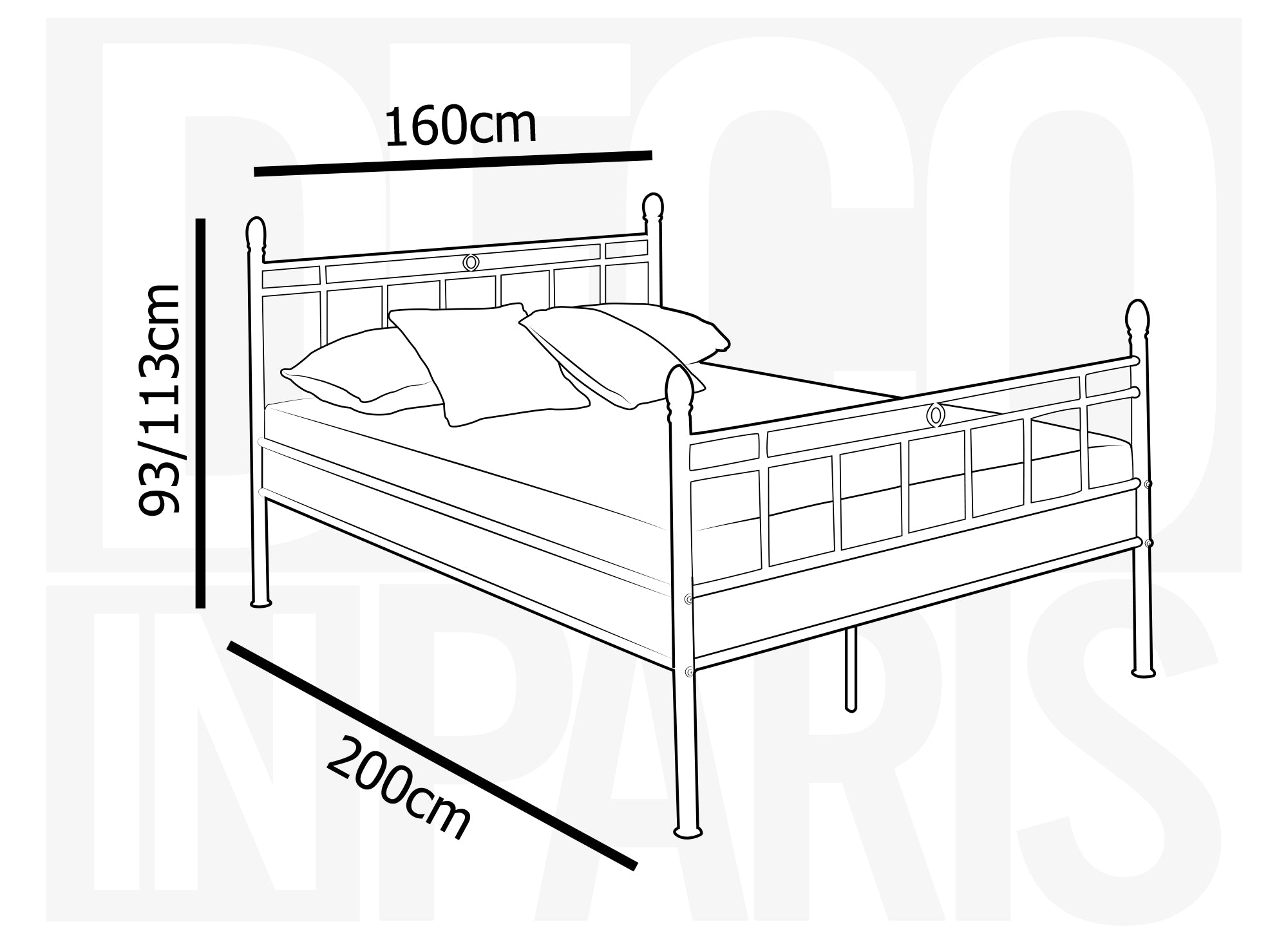 KADY Doppelbett aus schwarzem Metall 160 x 200 cm