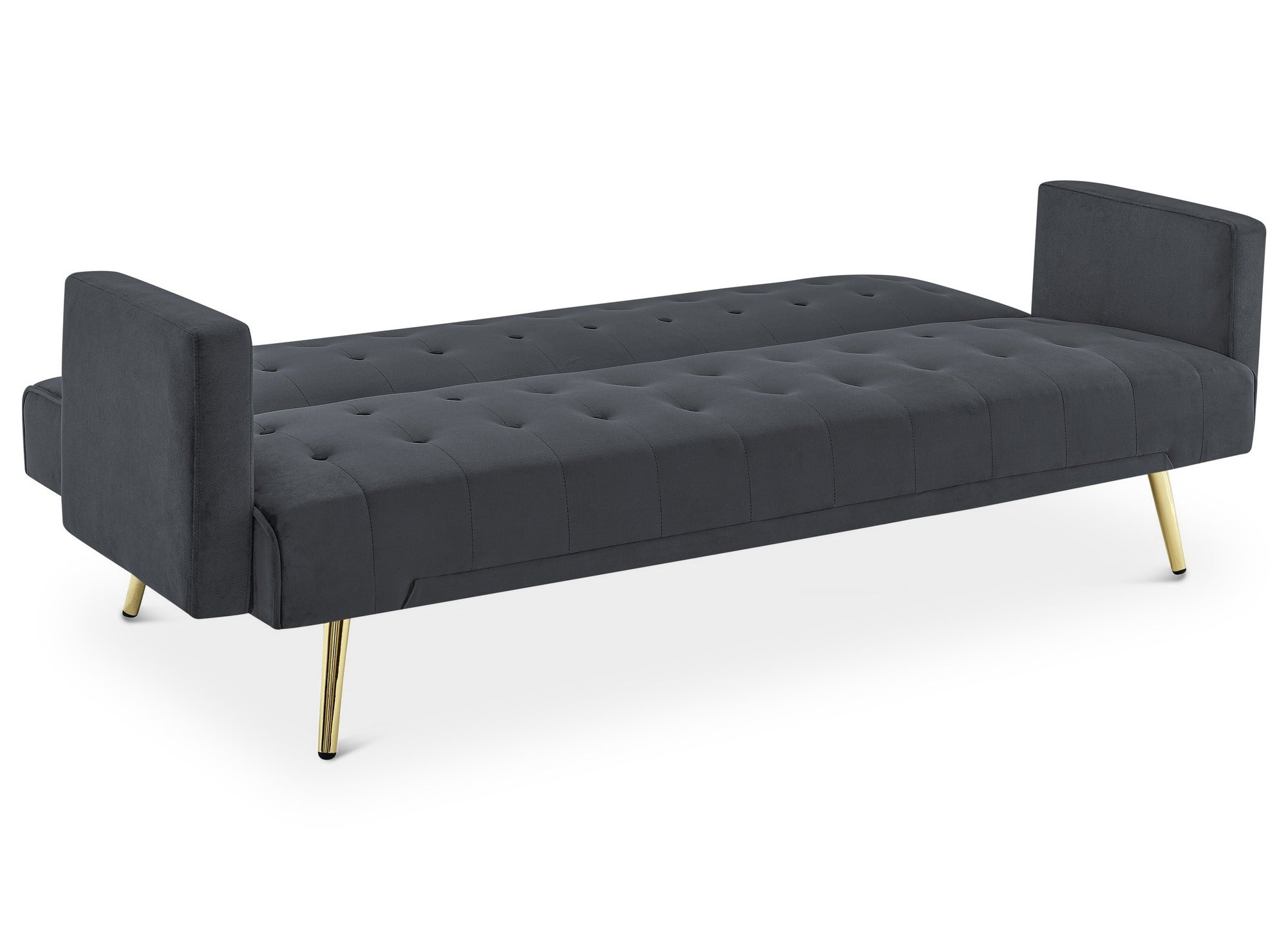 CHICAGO dunkelgraues Samtschlafsofa mit goldenen Metallbeinen