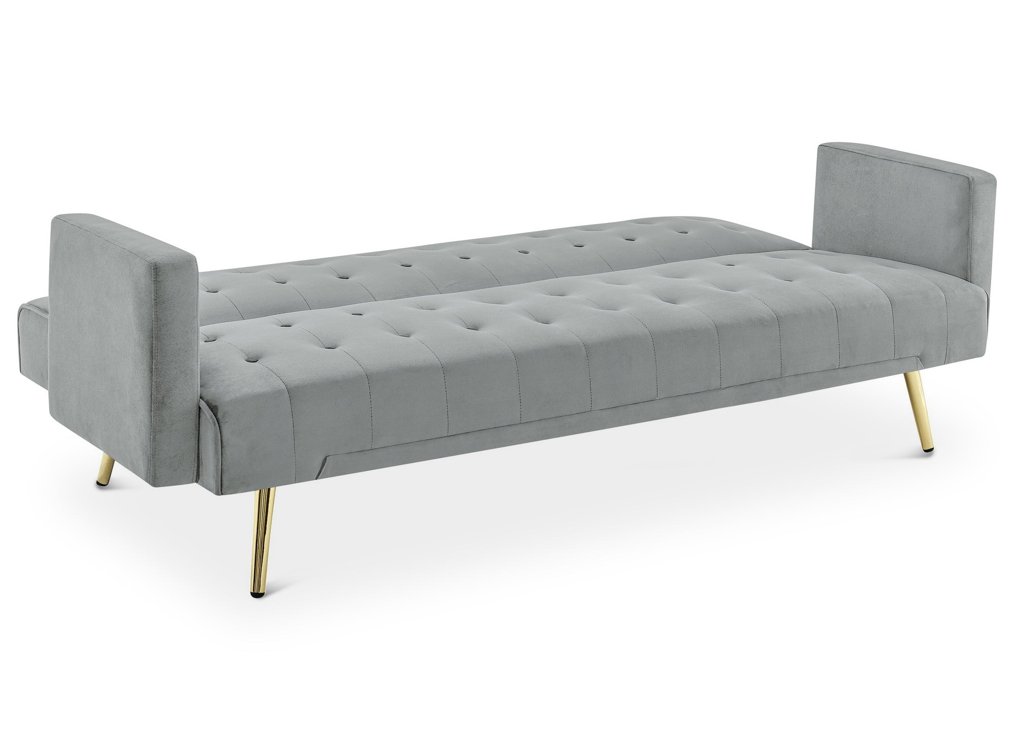 CHICAGO Schlafsofa aus grauem Samt mit goldenen Metallbeinen