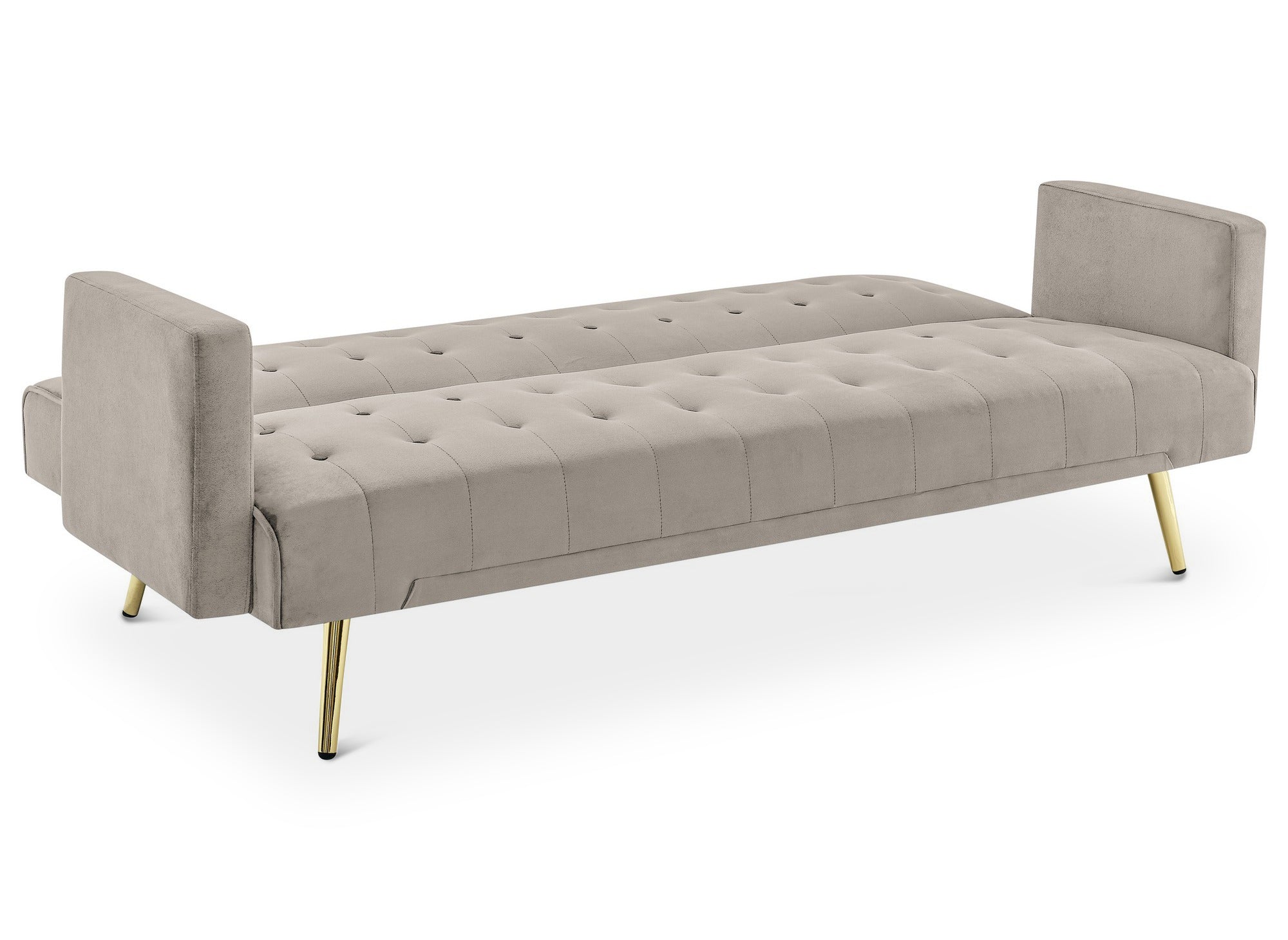 CHICAGO Schlafsofa aus beigefarbenem Samt mit goldenen Metallbeinen