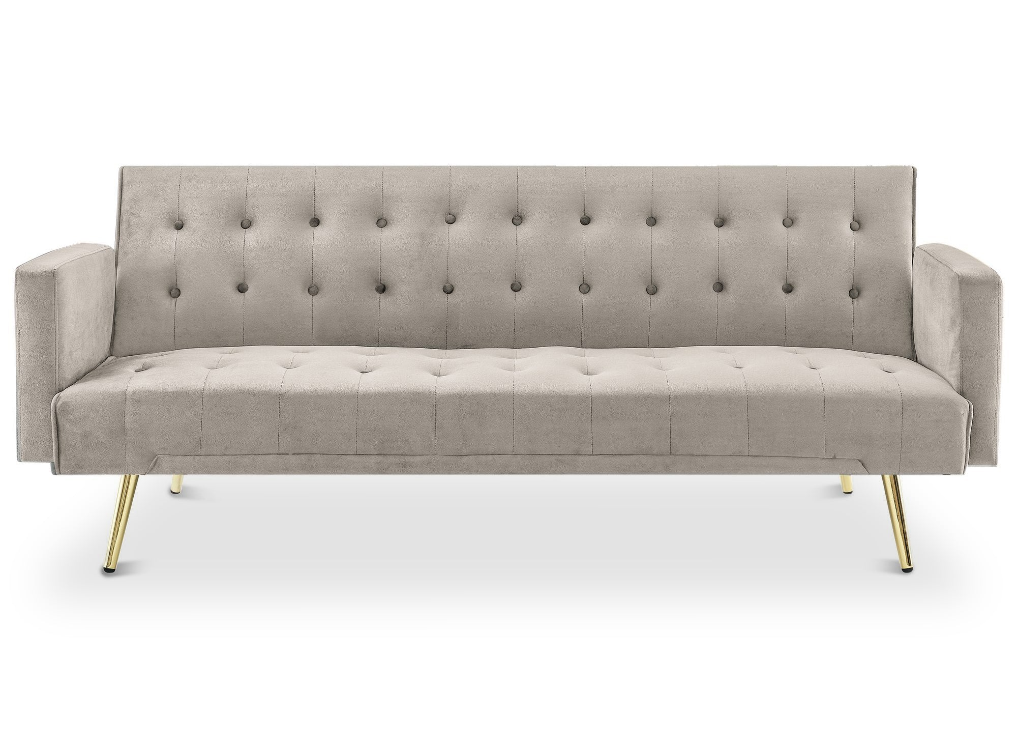 CHICAGO Schlafsofa aus beigefarbenem Samt mit goldenen Metallbeinen