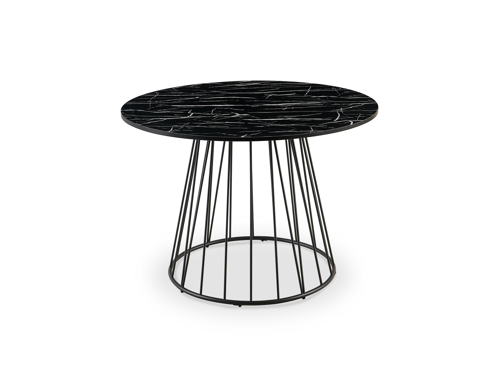 STELLA runder Esstisch in schwarzem Marmoreffekt mit schwarzen Metallbeinen