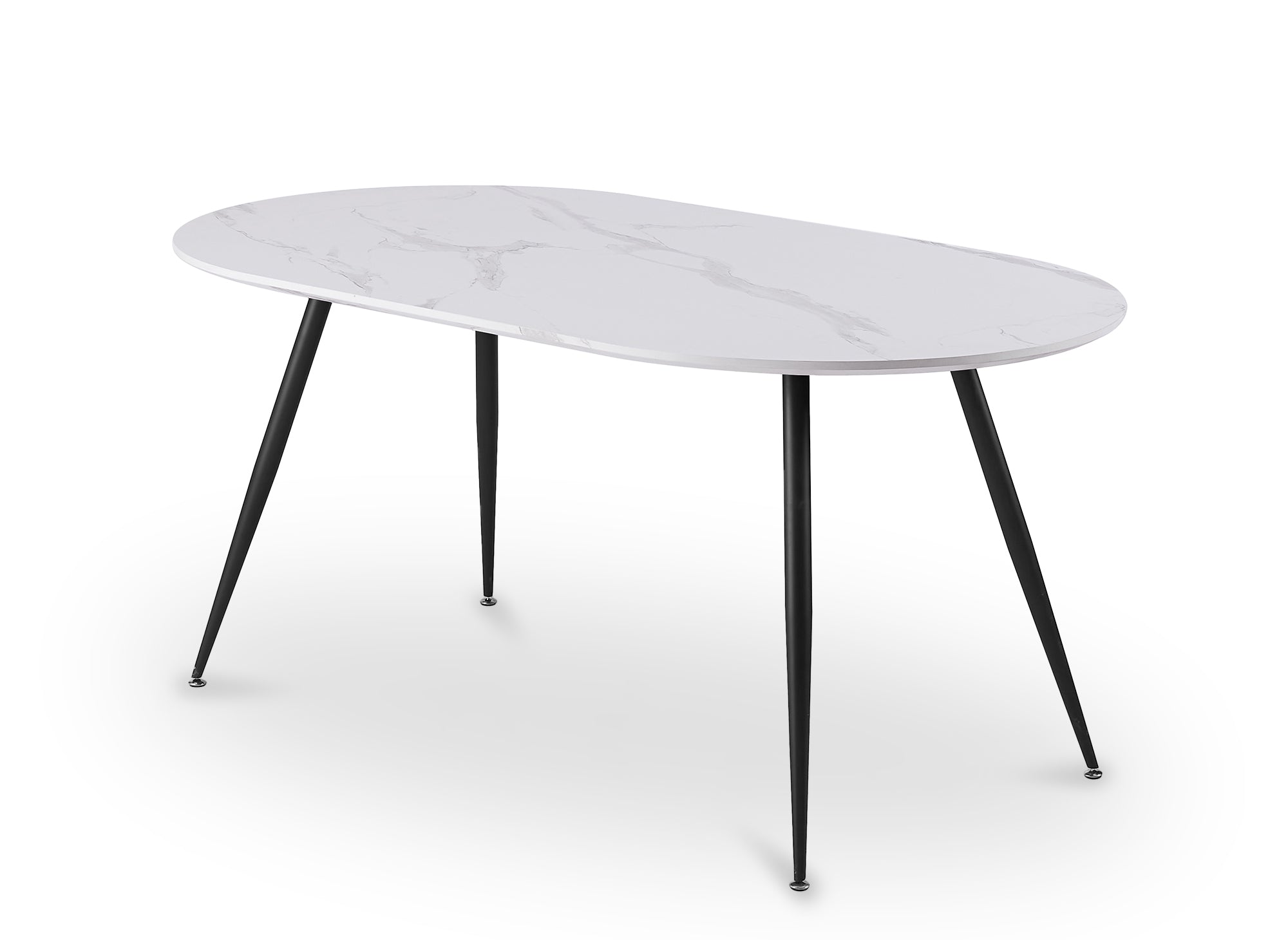 DIWAN ovaler Esstisch in weißem Marmoreffekt