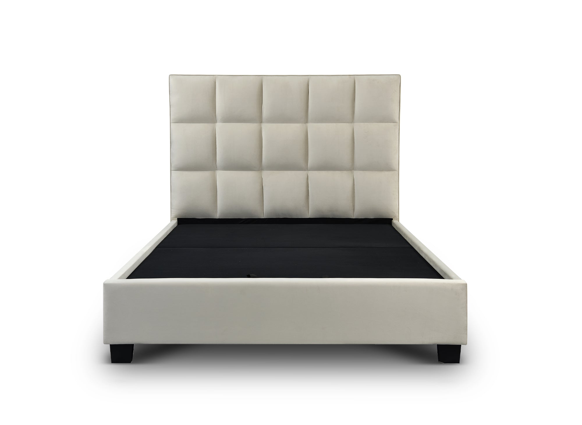 CAROLINE Designer-Bett mit Stauraum, beige, Samt, 160 x 200 cm