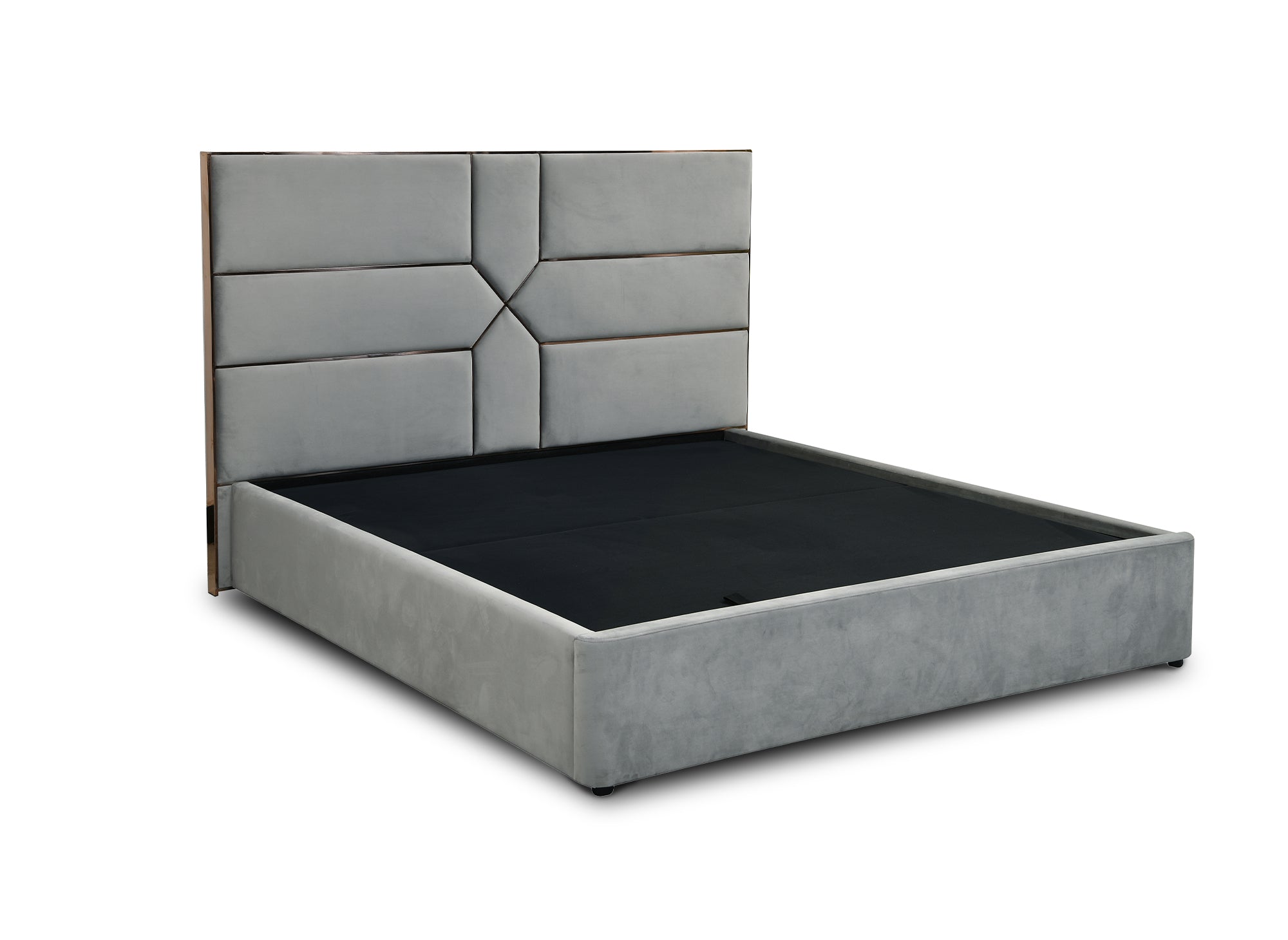 DAVINA Designer-Bett mit Stauraum, 180 x 200 cm, Samt, grau