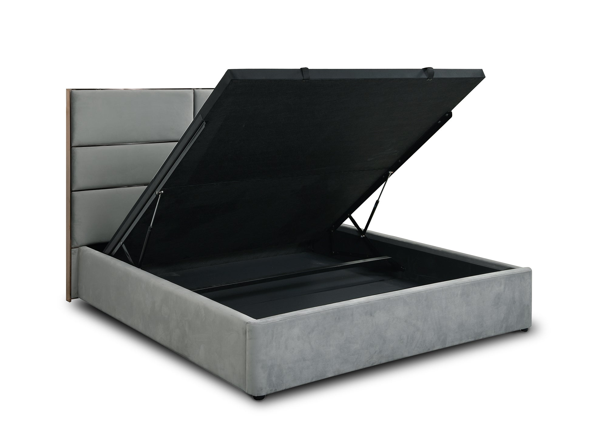 DAVINA Designer-Bett mit Stauraum, 180 x 200 cm, Samt, grau