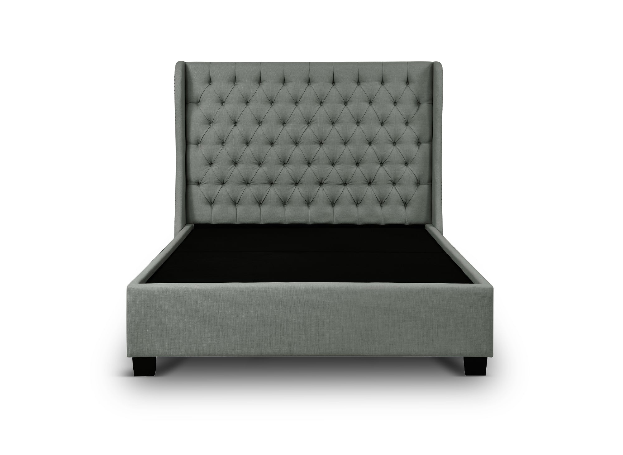 FLORINE Bett mit Stauraum und Polsterung aus grauem Leinenstoff, 180 x 200 cm