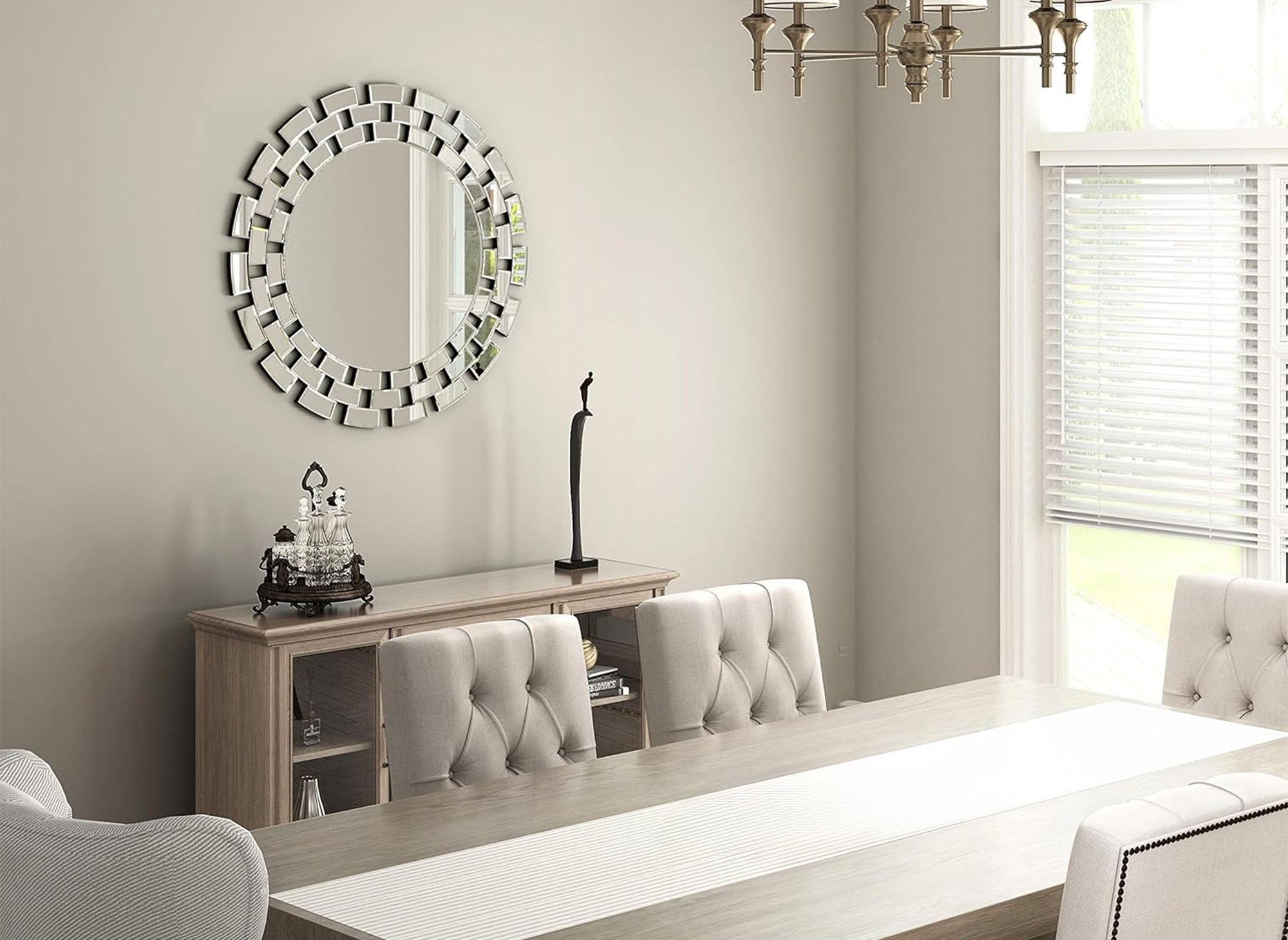 ALBA 90 cm silberner runder Wandspiegel