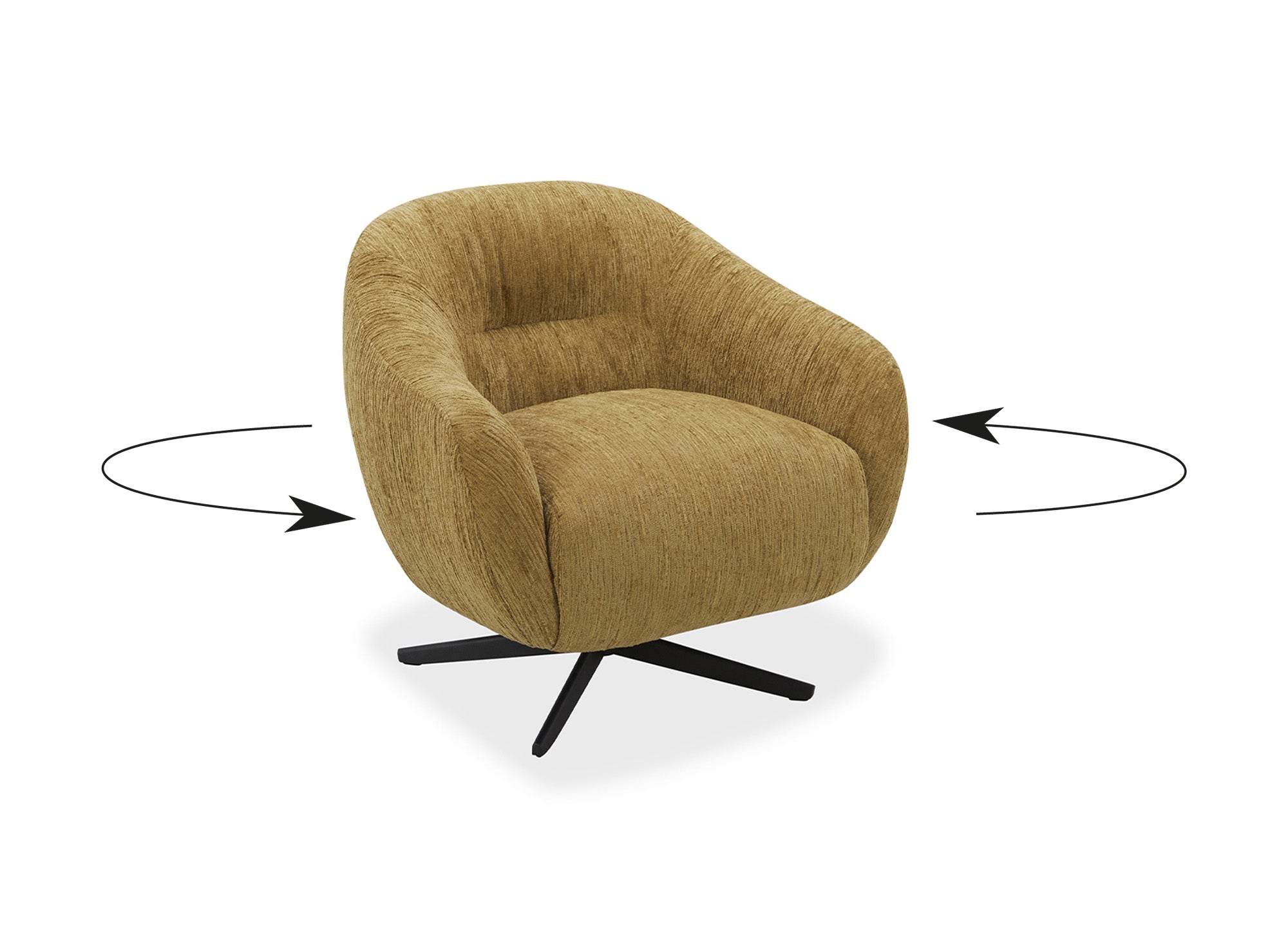 ALEZIO Drehsessel aus senfgelb meliertem Samt