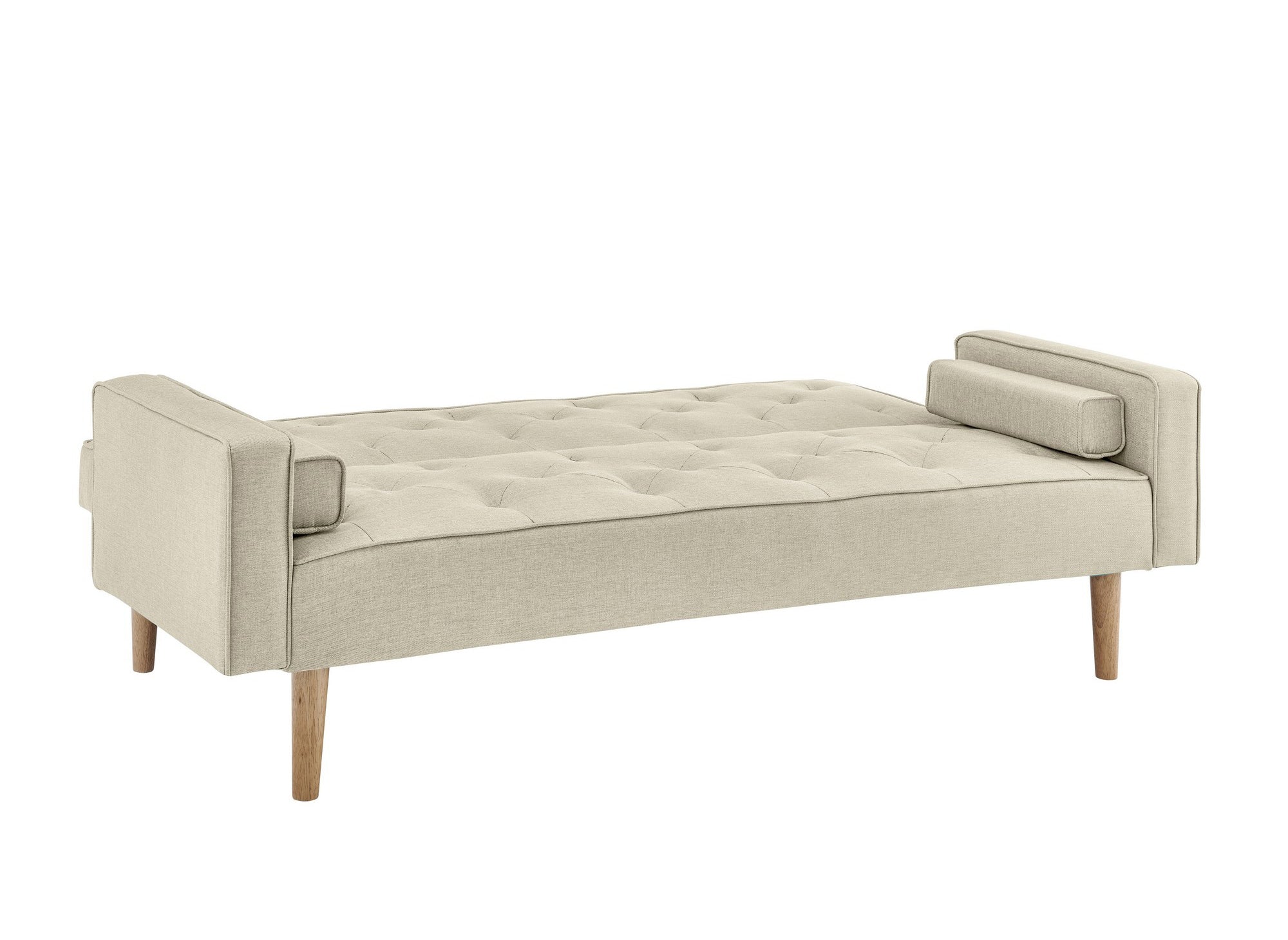 Beiges Stoffschlafsofa mit Holzbeinen JAKARTA