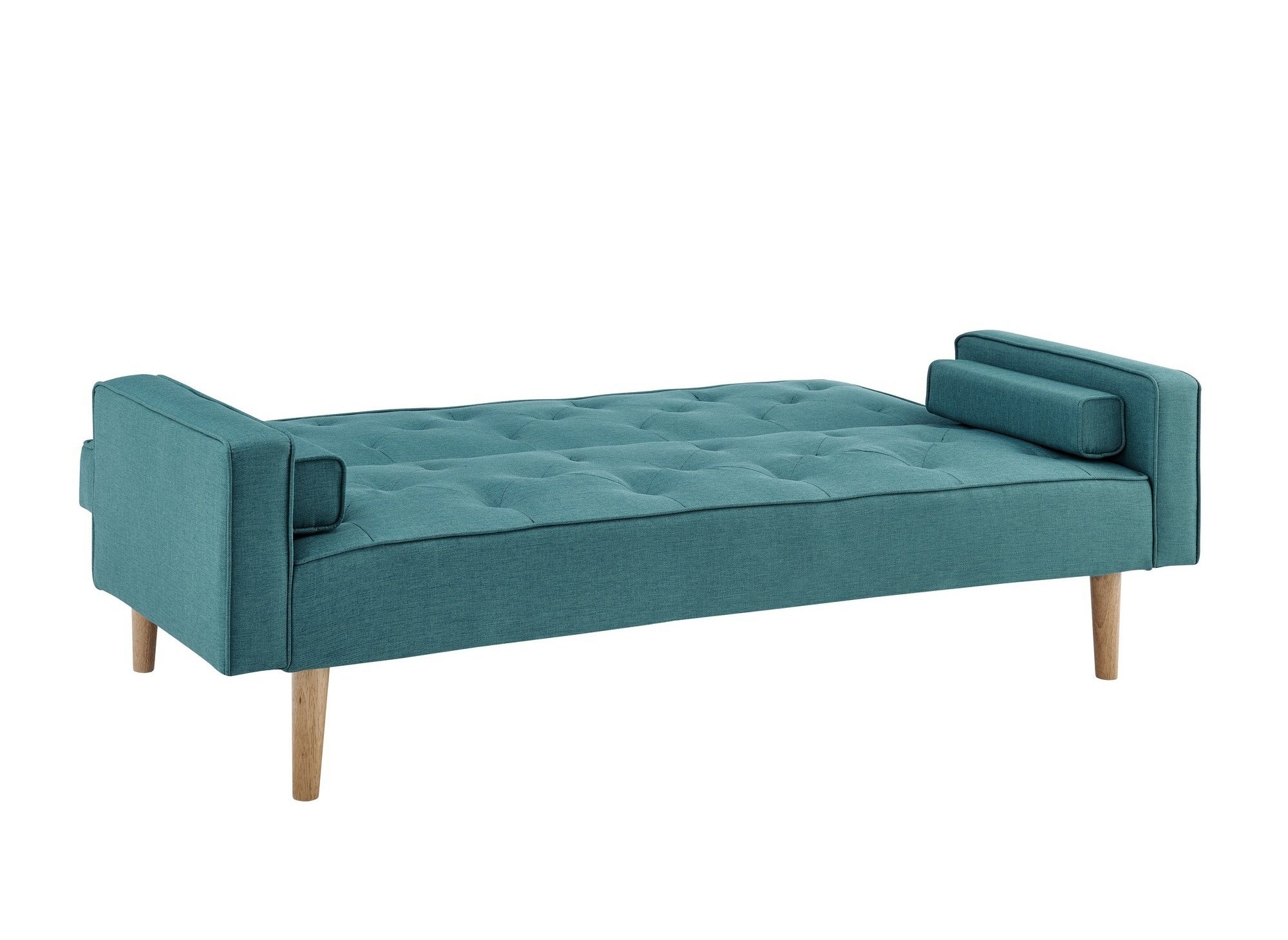 Blaues Stoffschlafsofa mit Holzbeinen JAKARTA