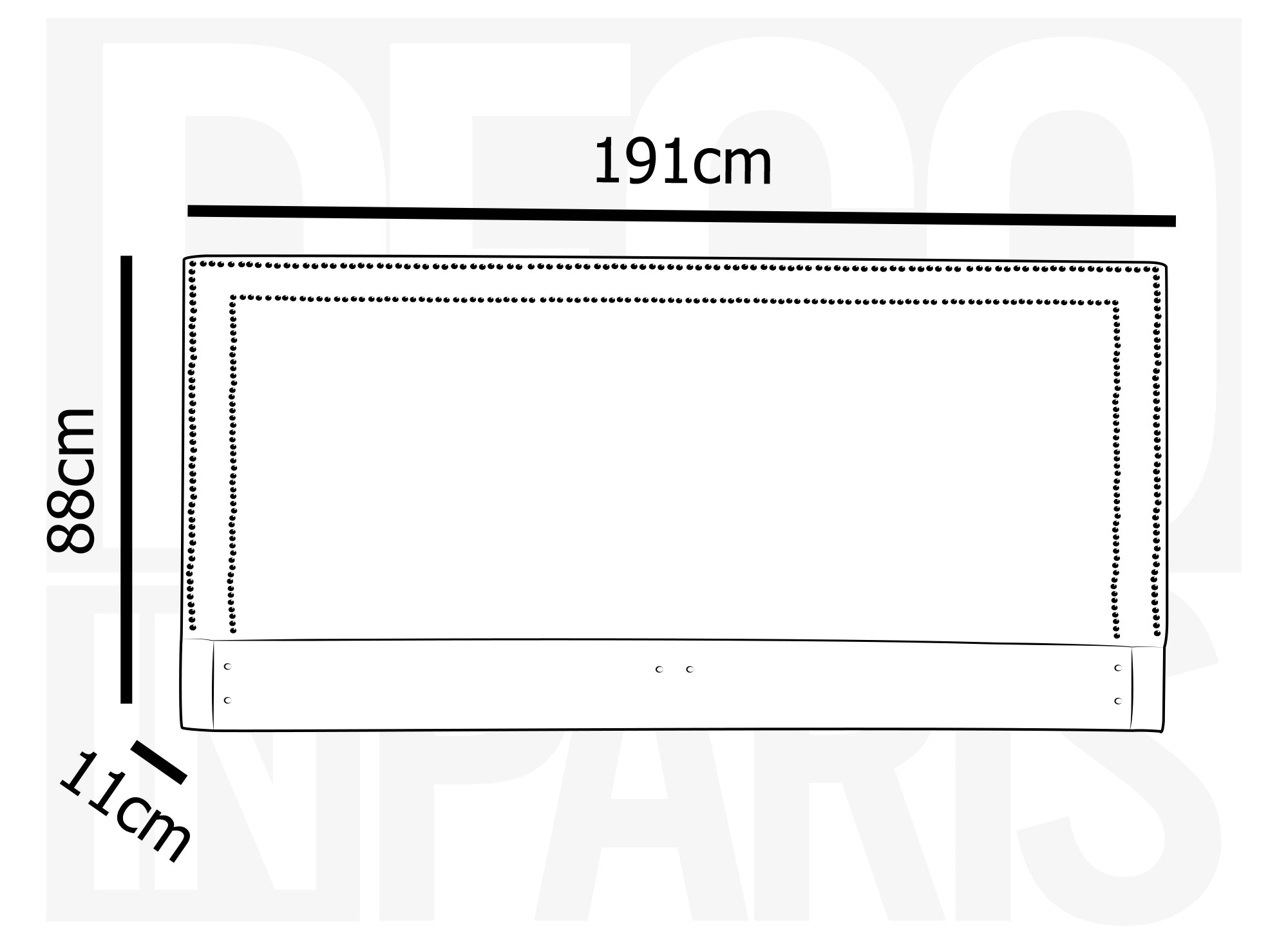 LYVE Kopfteil aus grauem Leinenstoff mit Nieten 180 cm